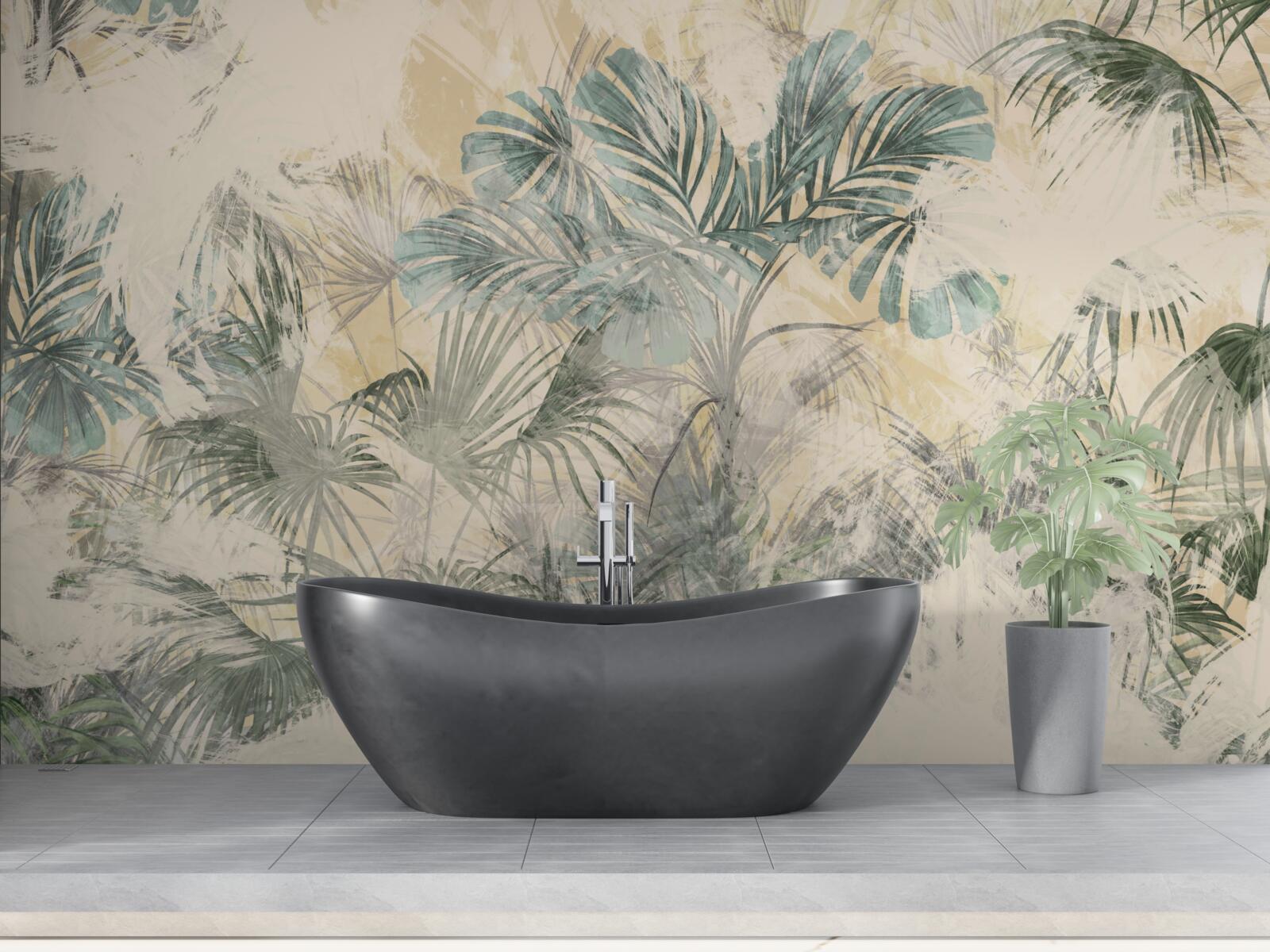 Fototapeta palmové listy a monstera v zelenej farbe