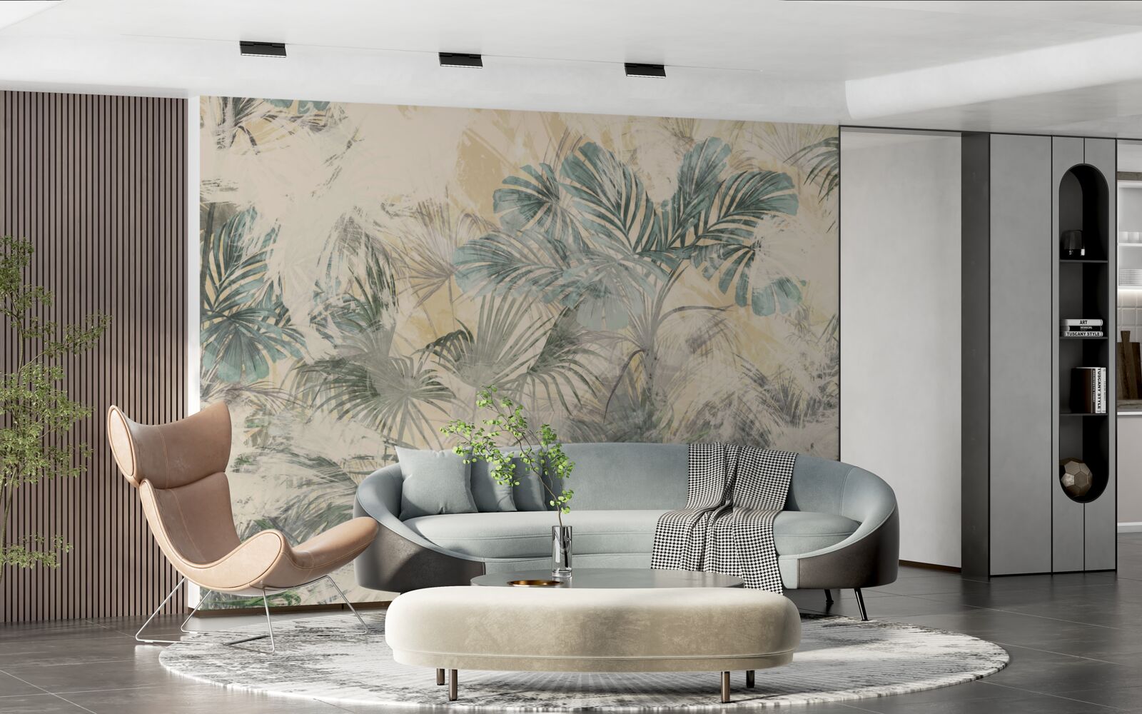 Fototapeta palmové listy a monstera v zelenej farbe