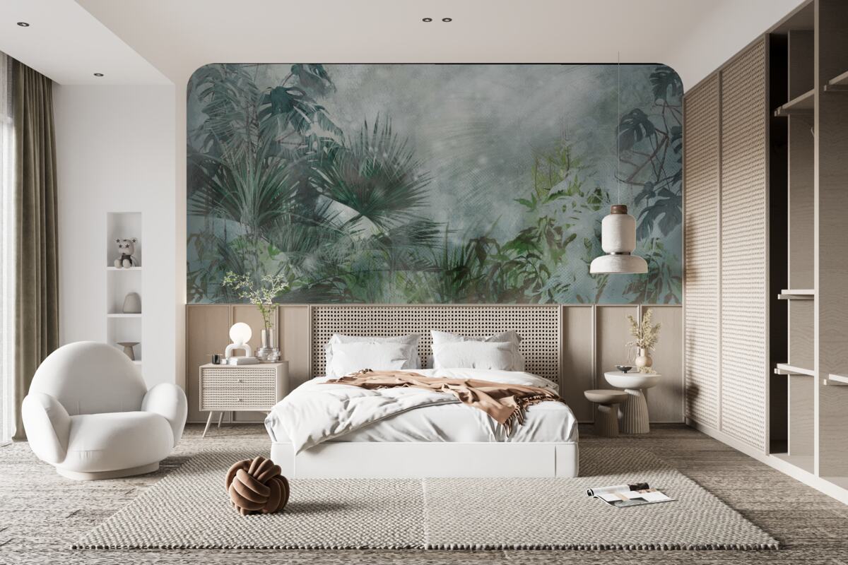 Fototapeta tropické ráno na vode zahalené v hmle