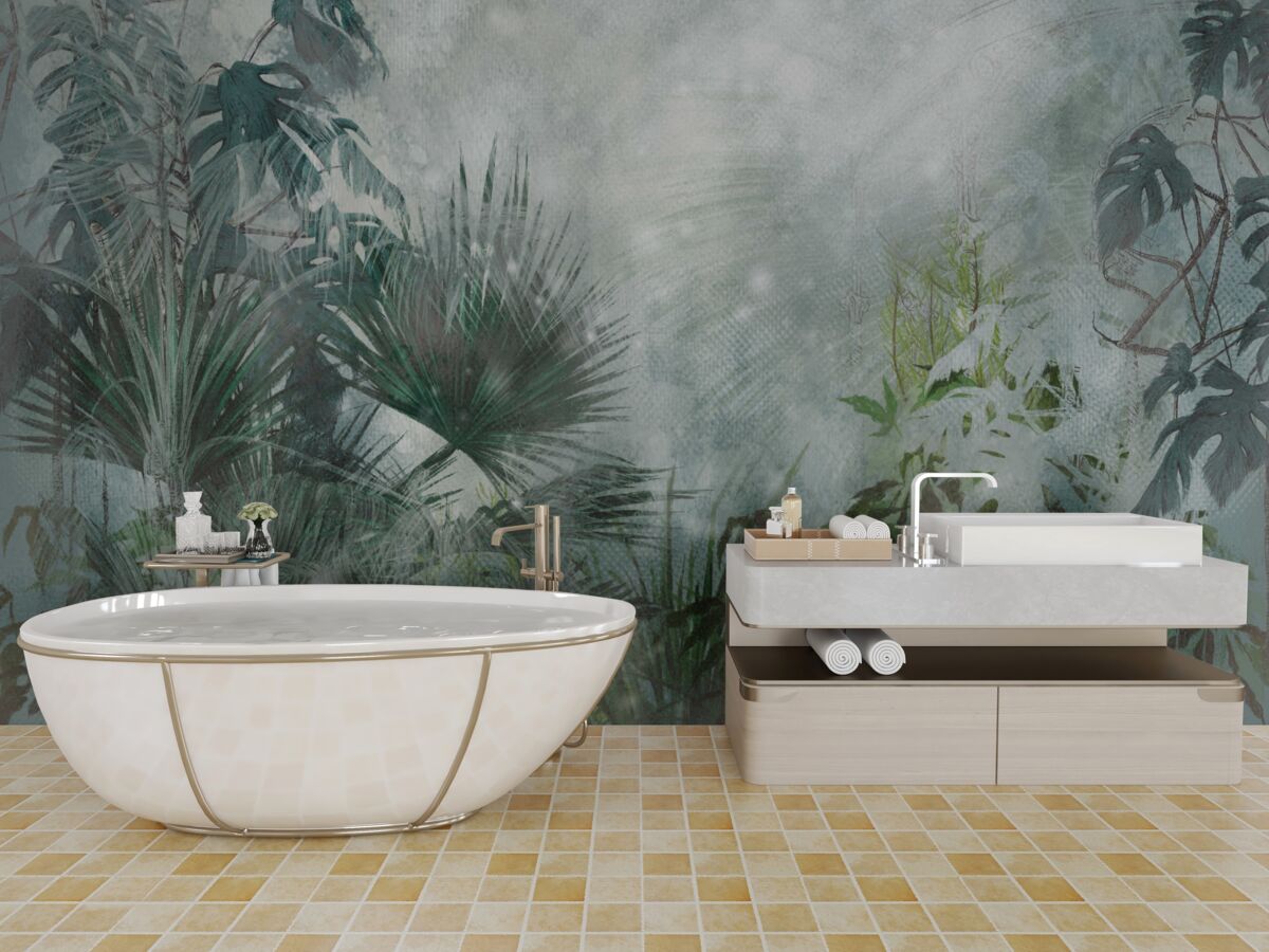 Fototapeta tropické ráno na vode zahalené v hmle