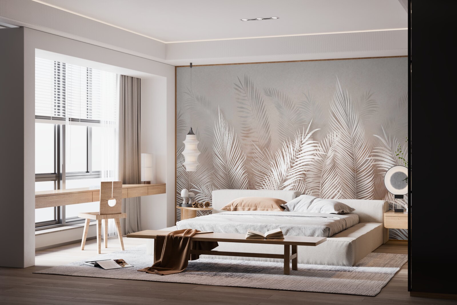 Fototapeta palmové listy v odtieňoch béžovej