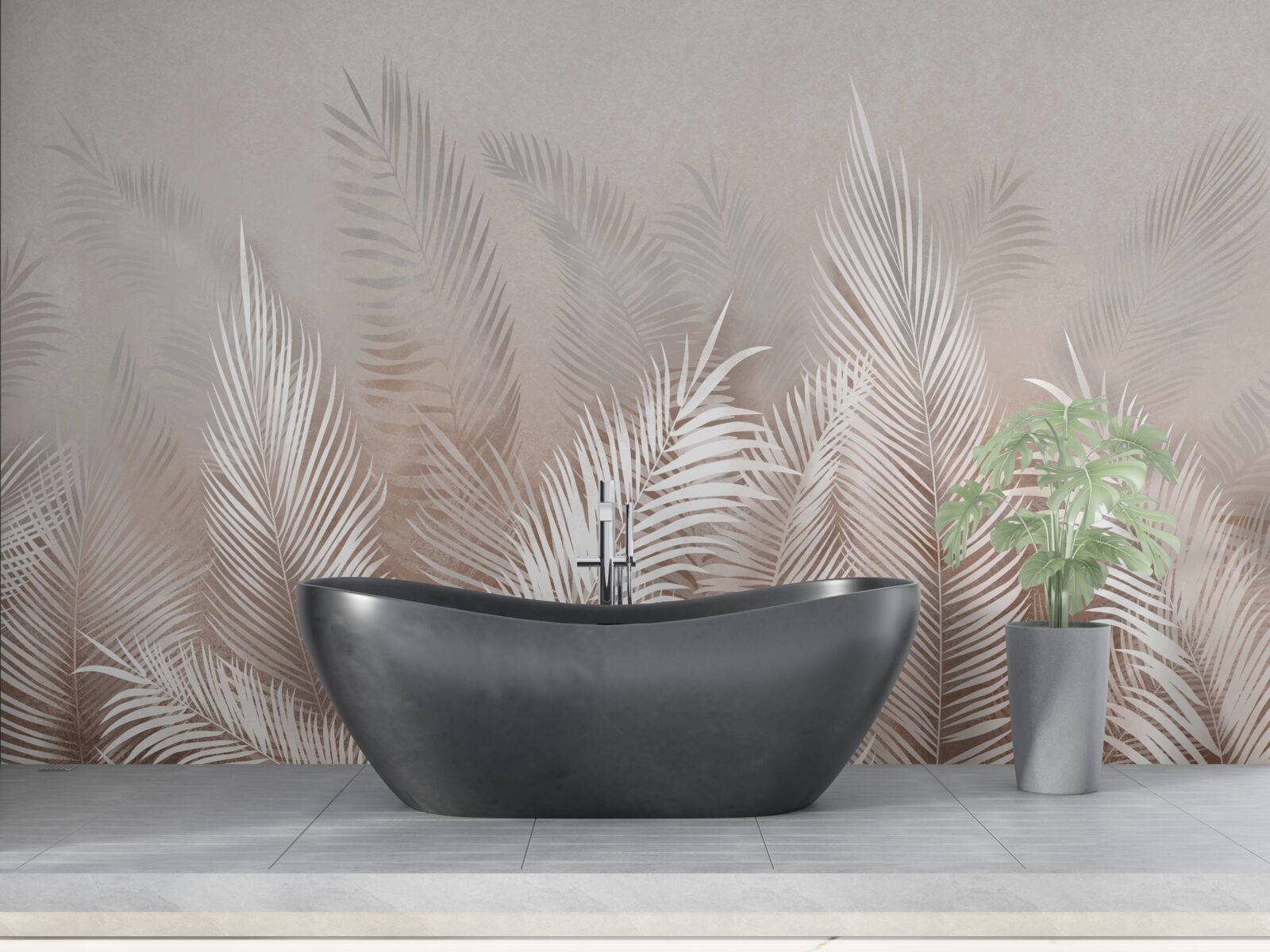 Fototapeta palmové listy v odtieňoch béžovej