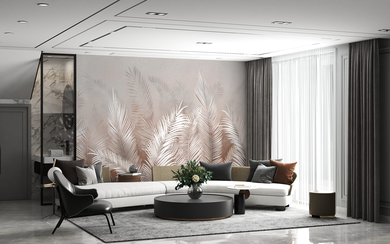 Fototapeta palmové listy v odtieňoch béžovej