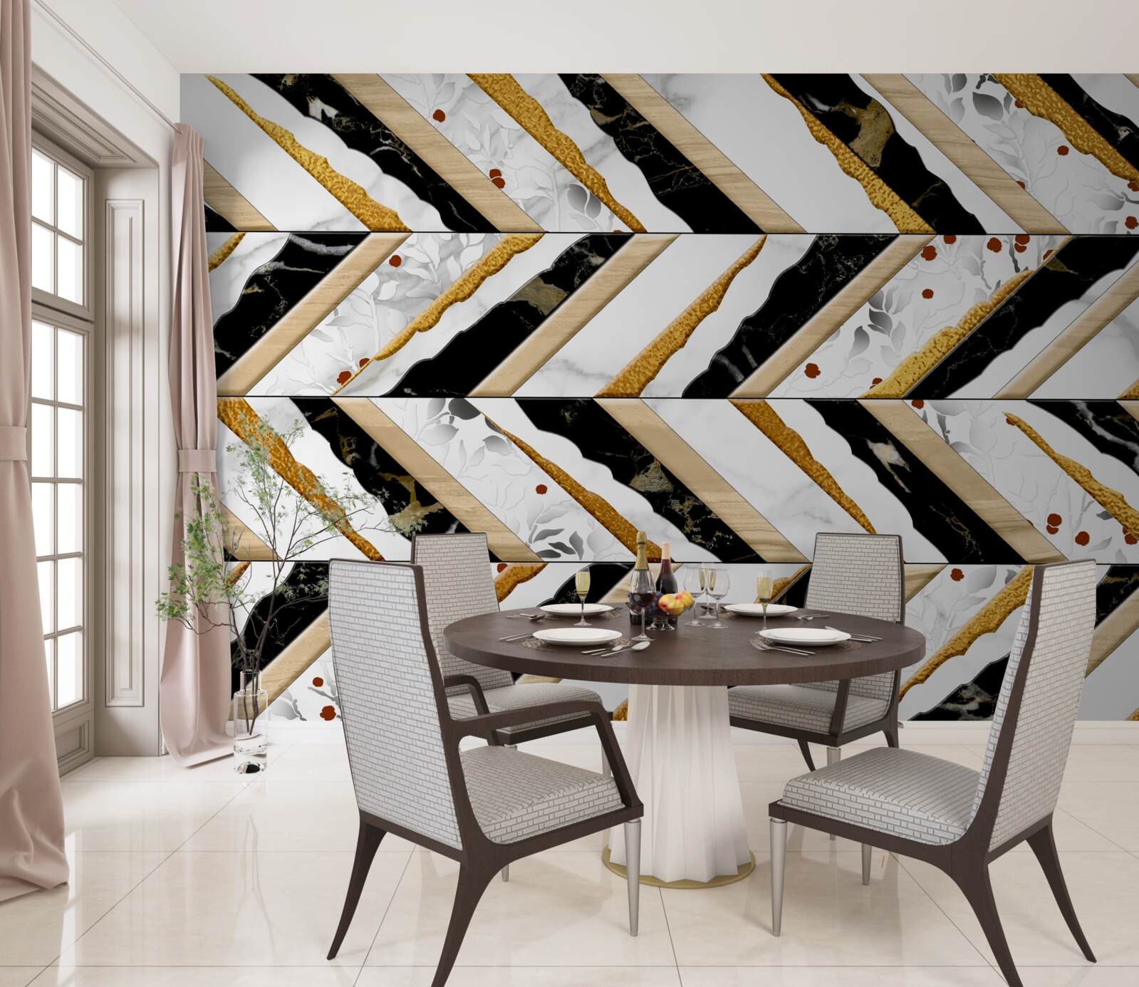 Fototapeta oslnivé čiary tancujú cik-cak v zrkadlovom obraze