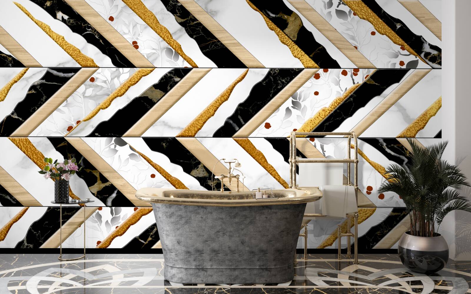 Fototapeta oslnivé čiary tancujú cik-cak v zrkadlovom obraze