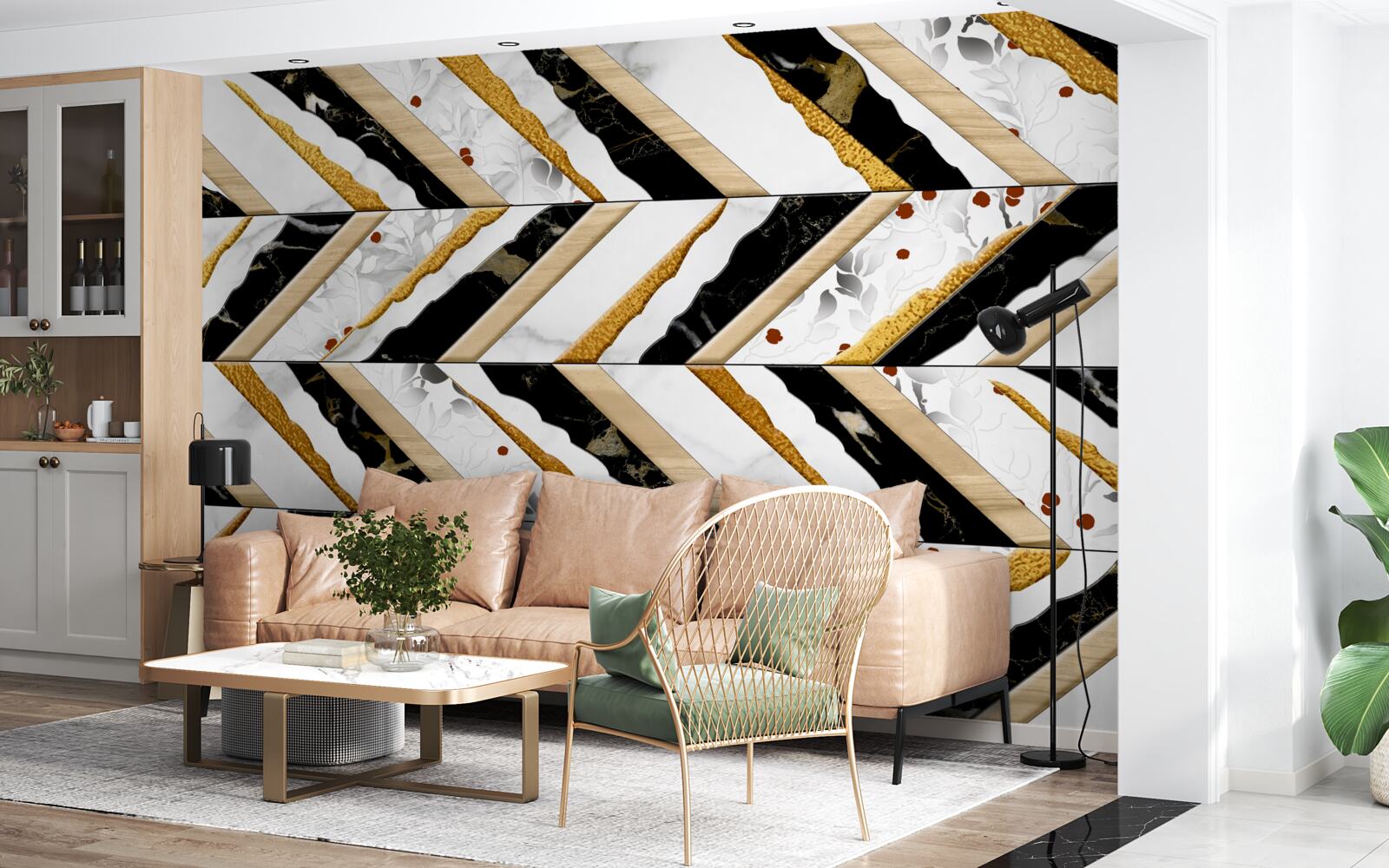 Fototapeta oslnivé čiary tancujú cik-cak v zrkadlovom obraze