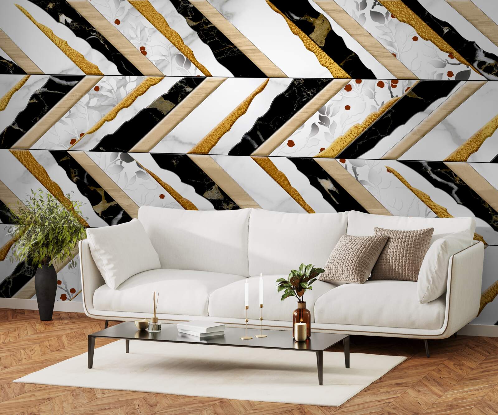 Fototapeta oslnivé čiary tancujú cik-cak v zrkadlovom obraze