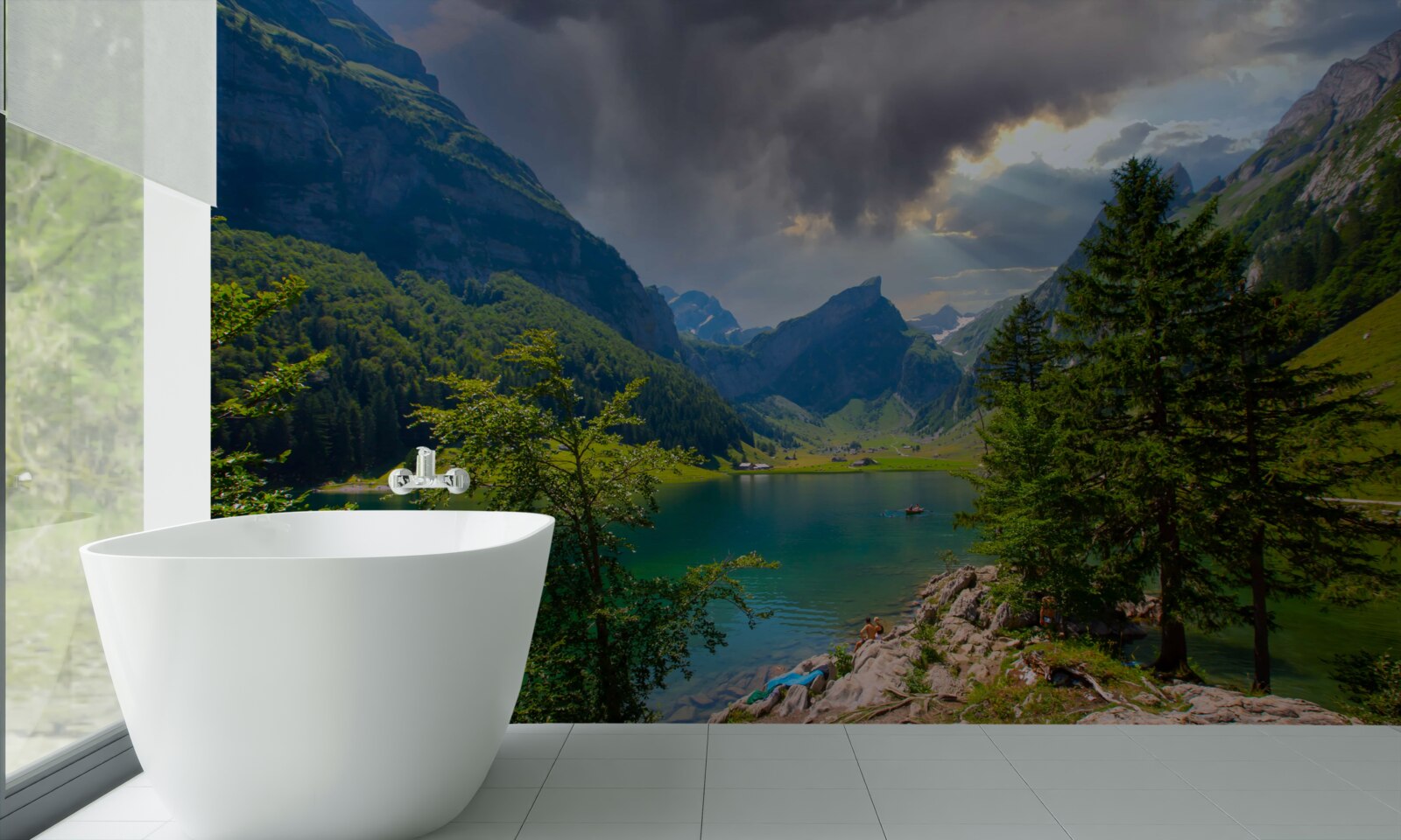 Fototapeta horské jazero čoskoro zahalia dažďové mraky