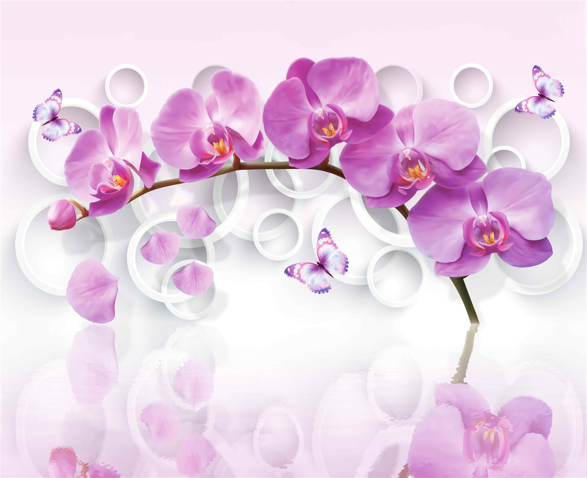 Fototapeta kmeň veľkej orchidey zdobený kvetmi