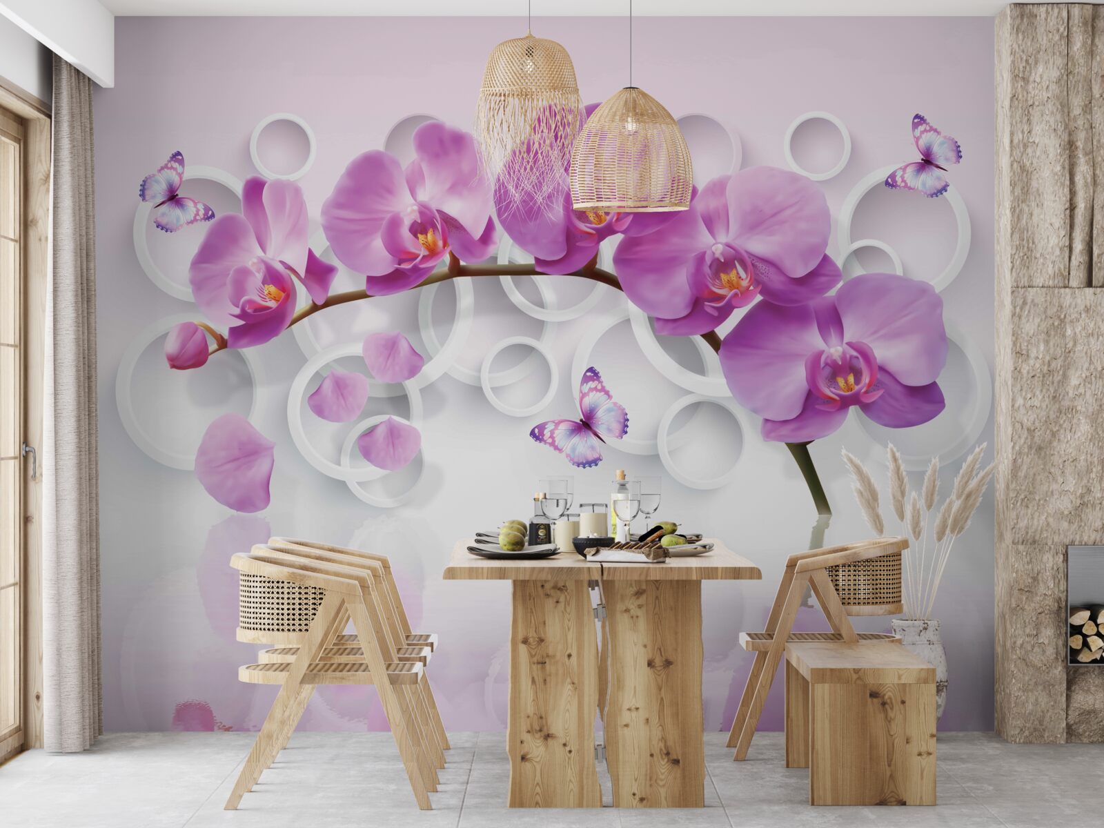 Fototapeta kmeň veľkej orchidey zdobený kvetmi