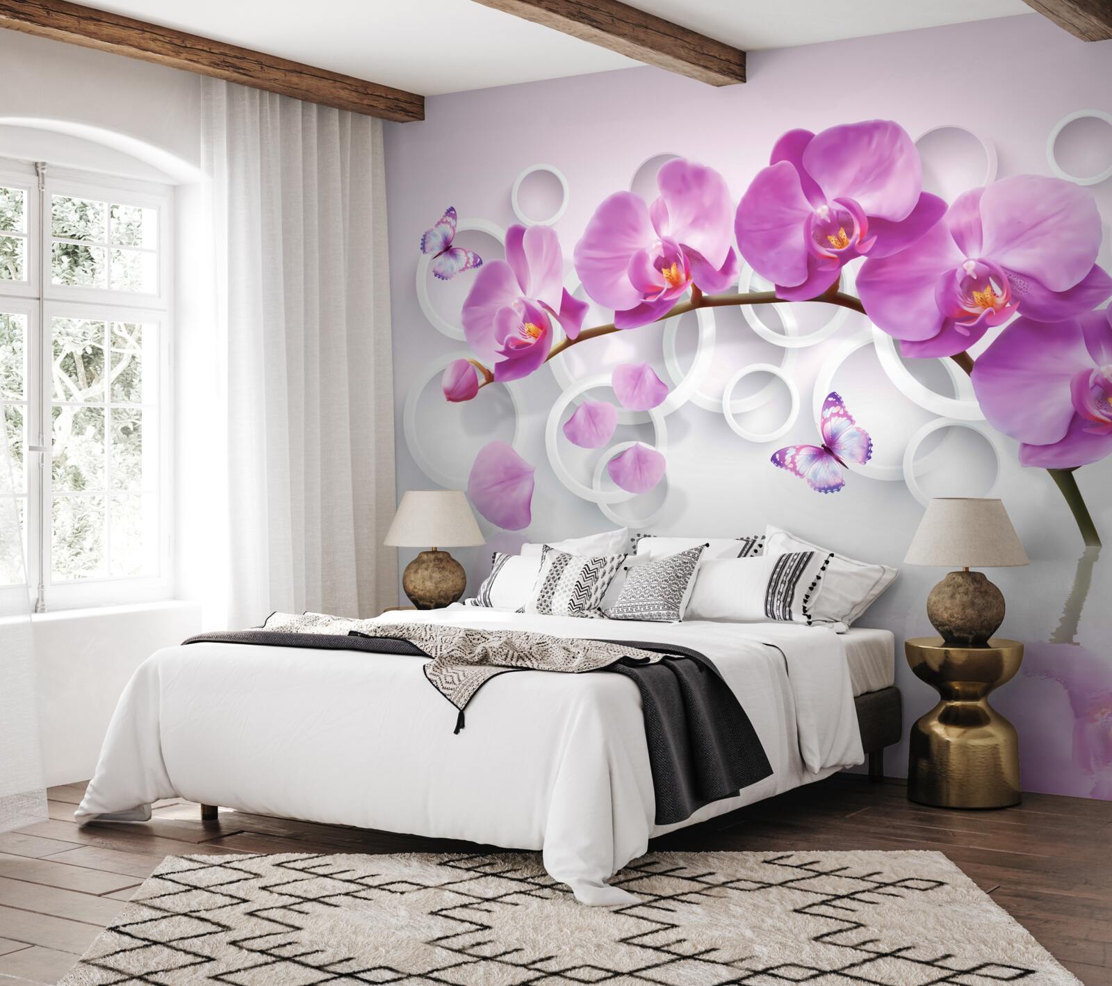 Fototapeta kmeň veľkej orchidey zdobený kvetmi