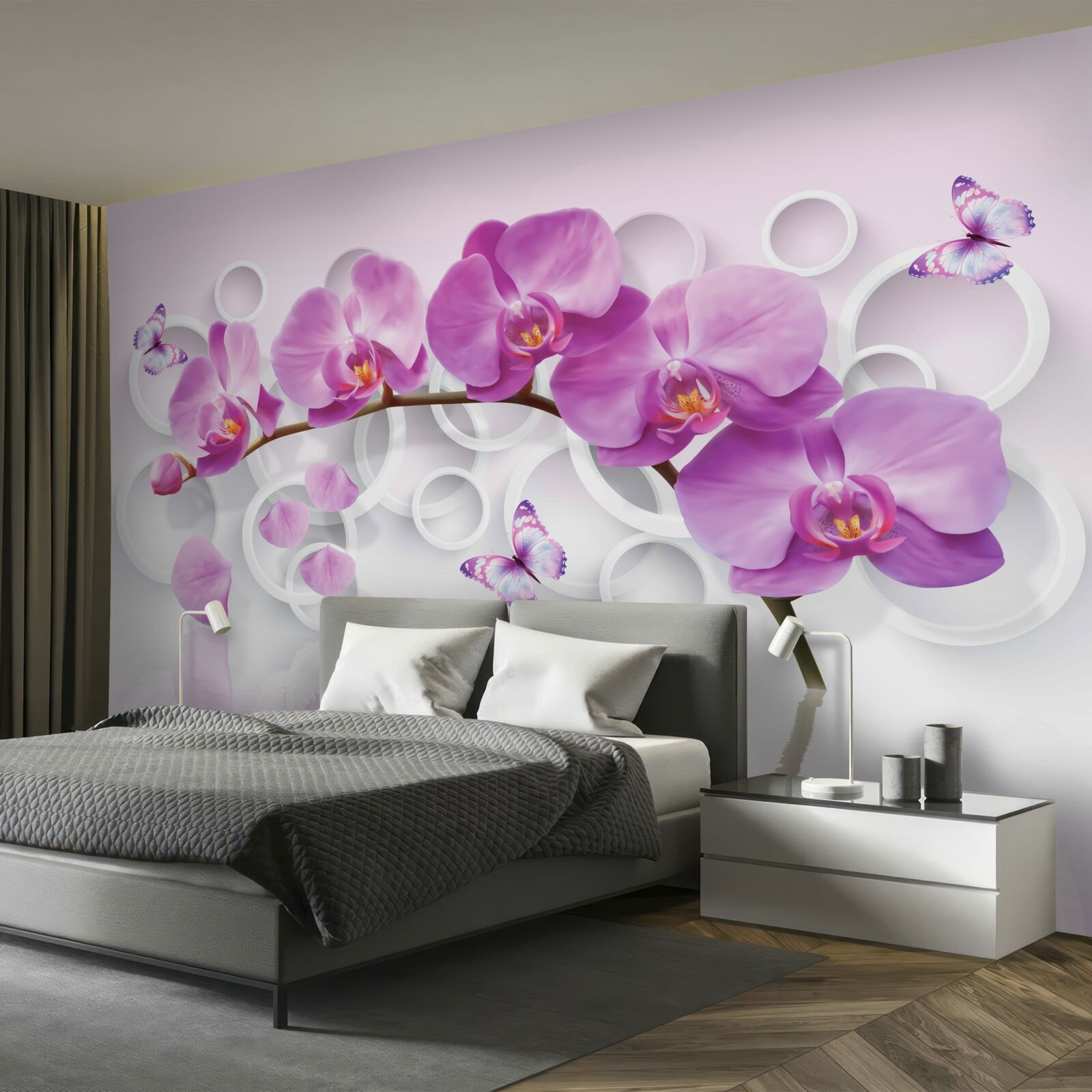 Fototapeta kmeň veľkej orchidey zdobený kvetmi