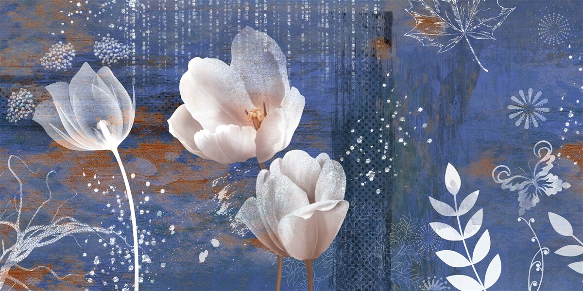 Fototapeta prelamované tulipány s bielymi púčikmi