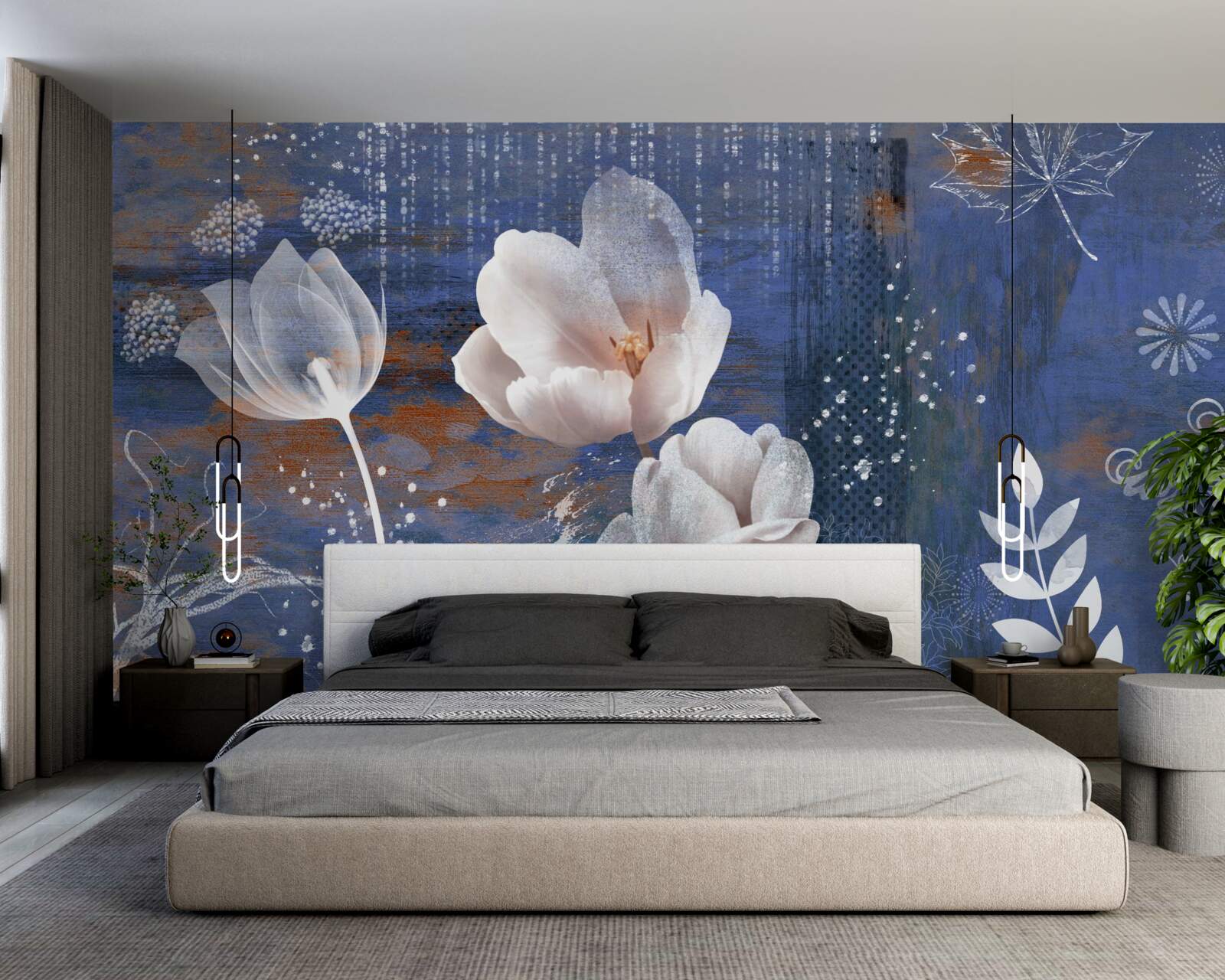 Fototapeta prelamované tulipány s bielymi púčikmi