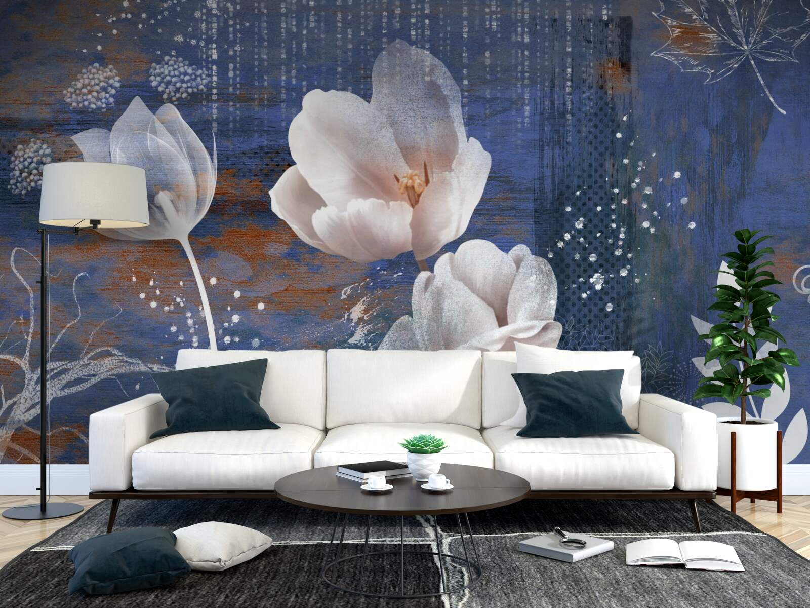 Fototapeta prelamované tulipány s bielymi púčikmi