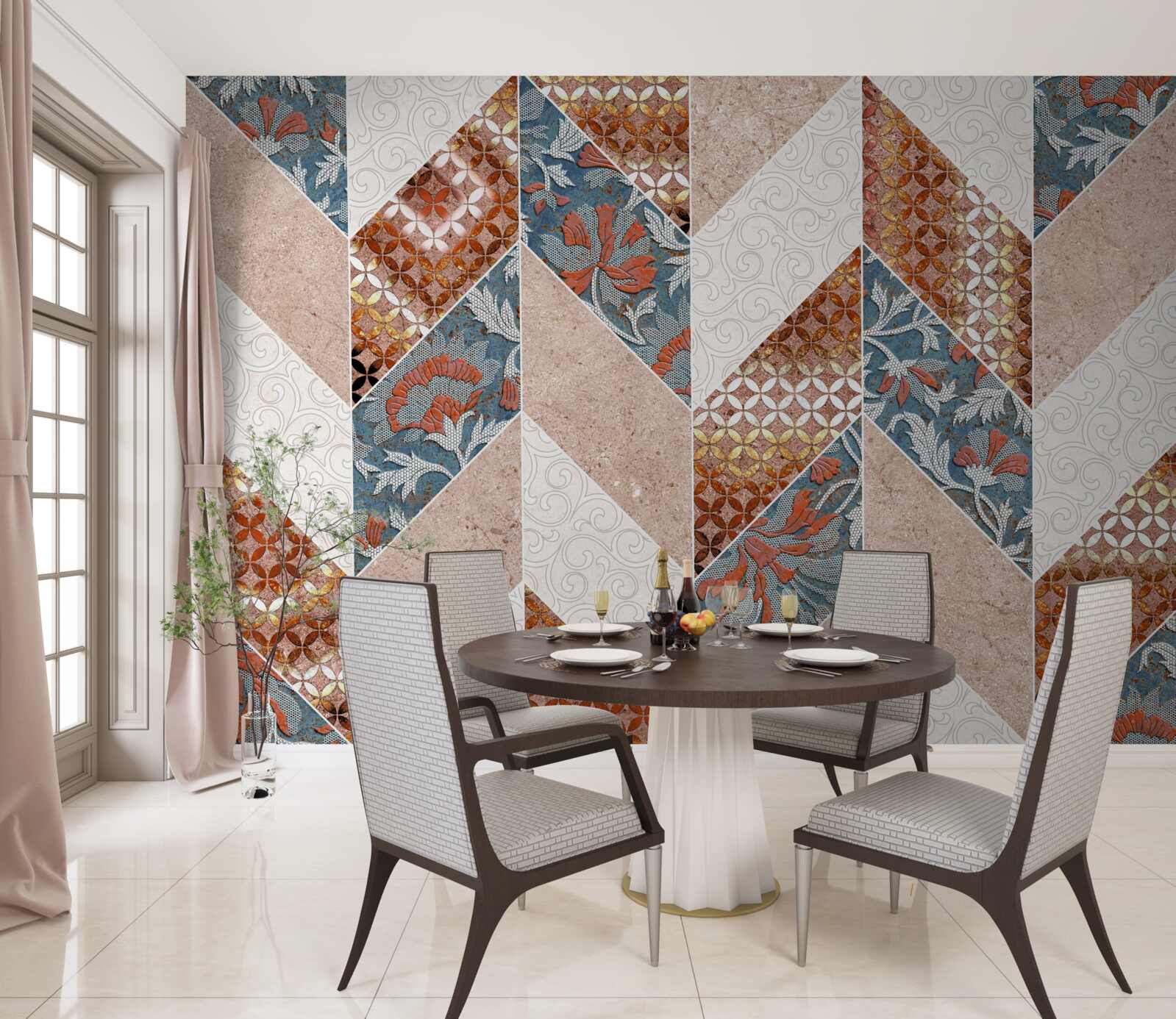 Fototapeta rozjasnené geometrické tvary v zrkadlovom odraze