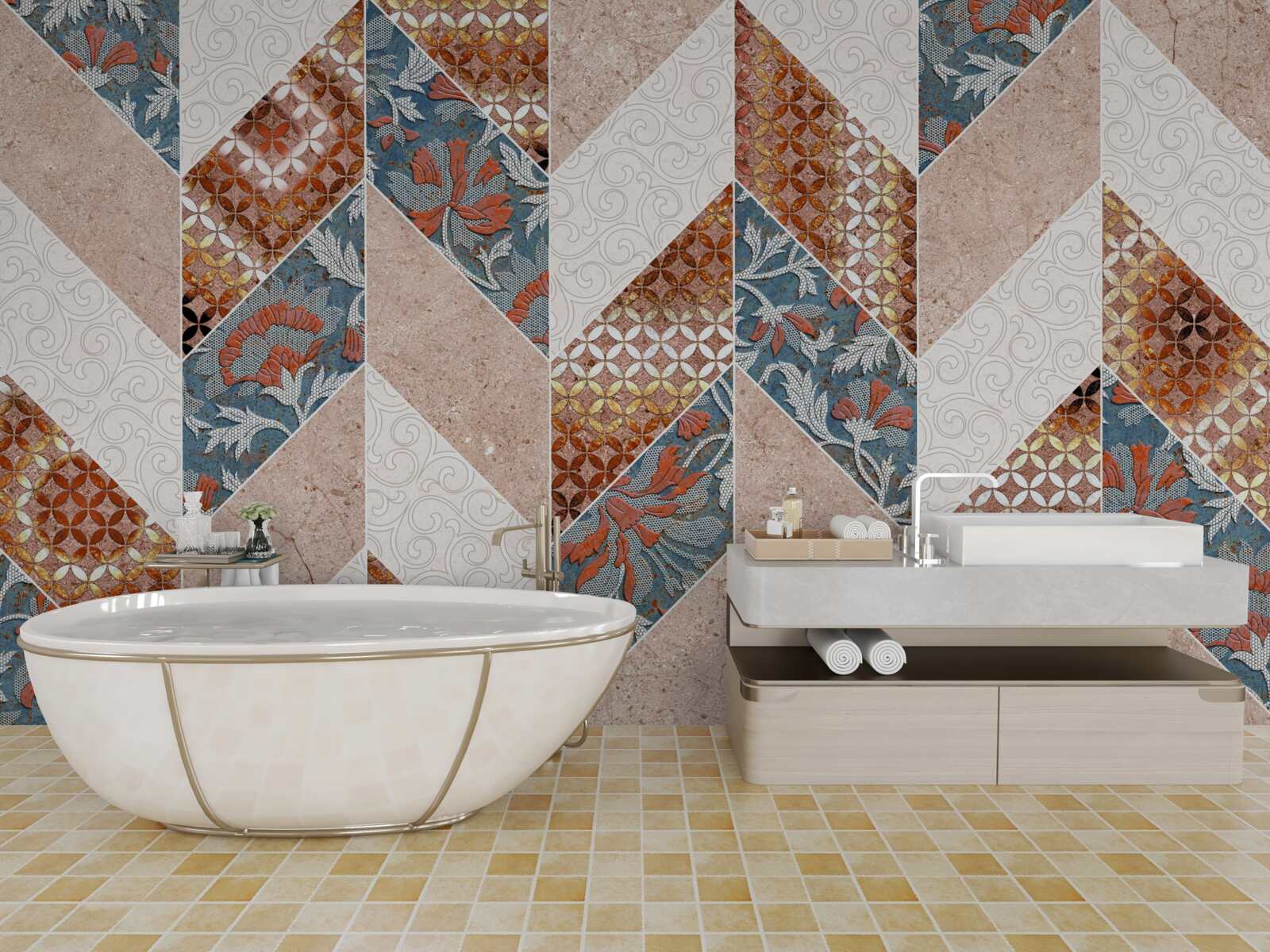 Fototapeta rozjasnené geometrické tvary v zrkadlovom odraze