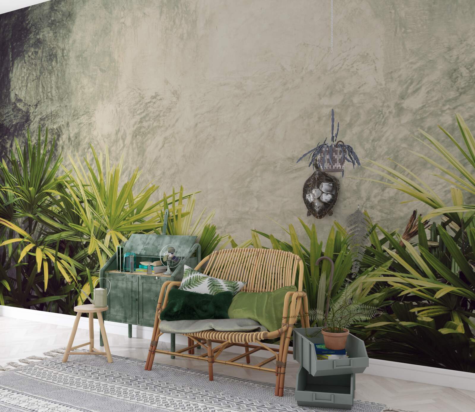 Fototapeta hmlistá prikrývka pokrýva zelené rastliny v džungli