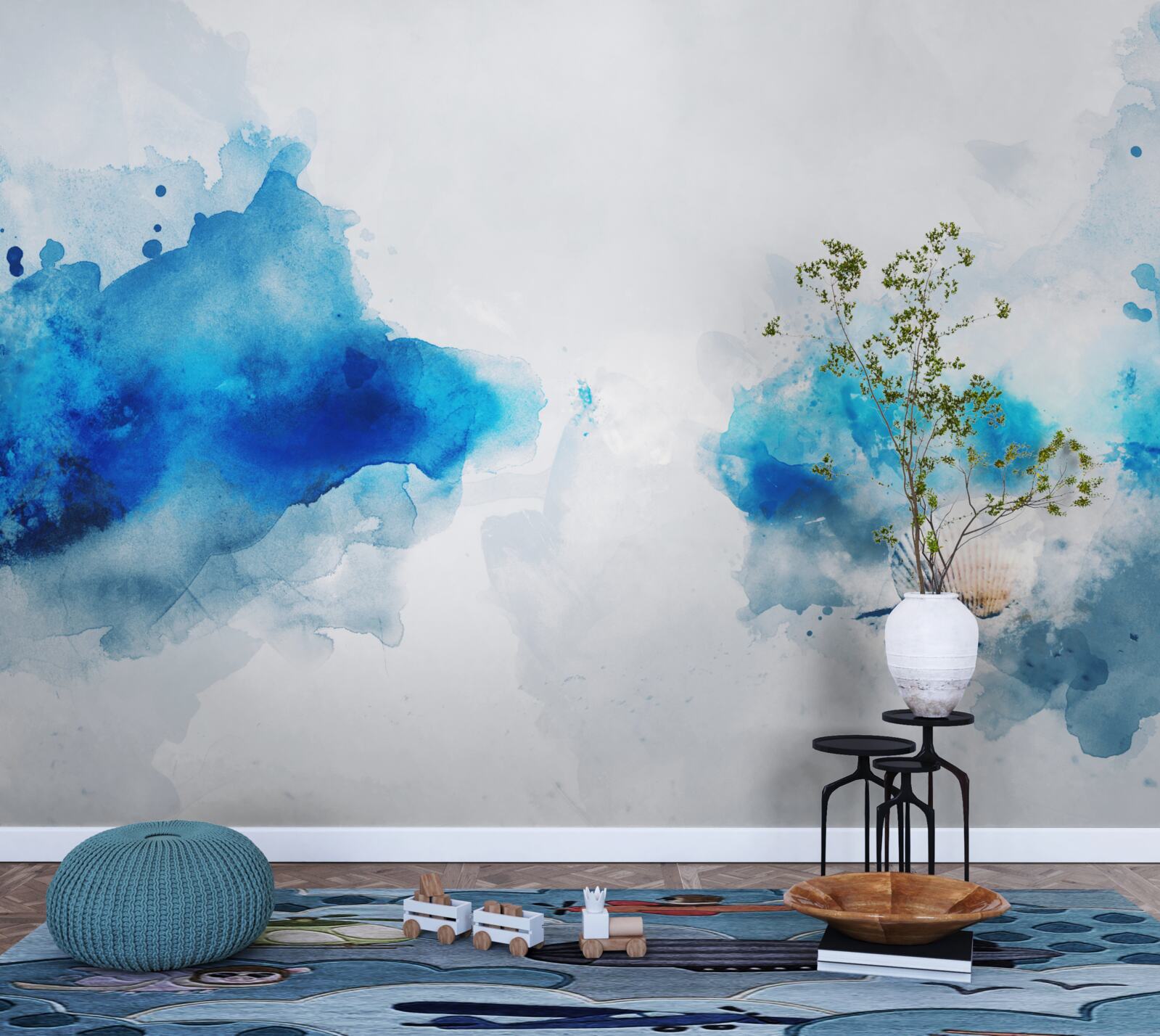 Fototapeta jasná škvrna modrej na svetlom plátne