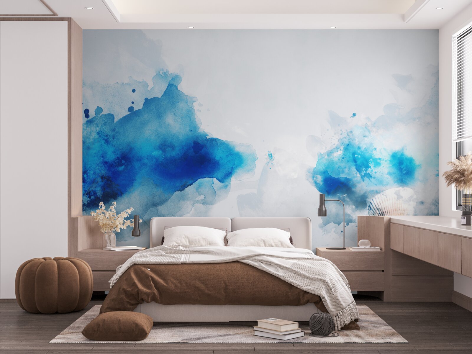 Fototapeta jasná škvrna modrej na svetlom plátne