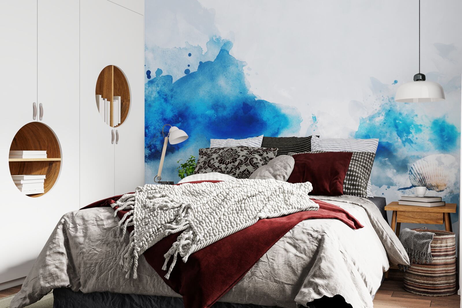 Fototapeta jasná škvrna modrej na svetlom plátne