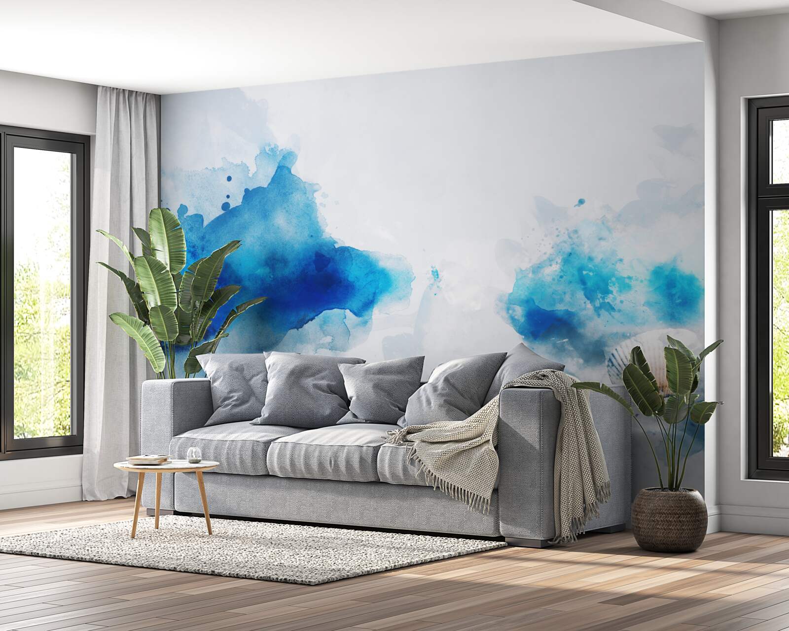 Fototapeta jasná škvrna modrej na svetlom plátne