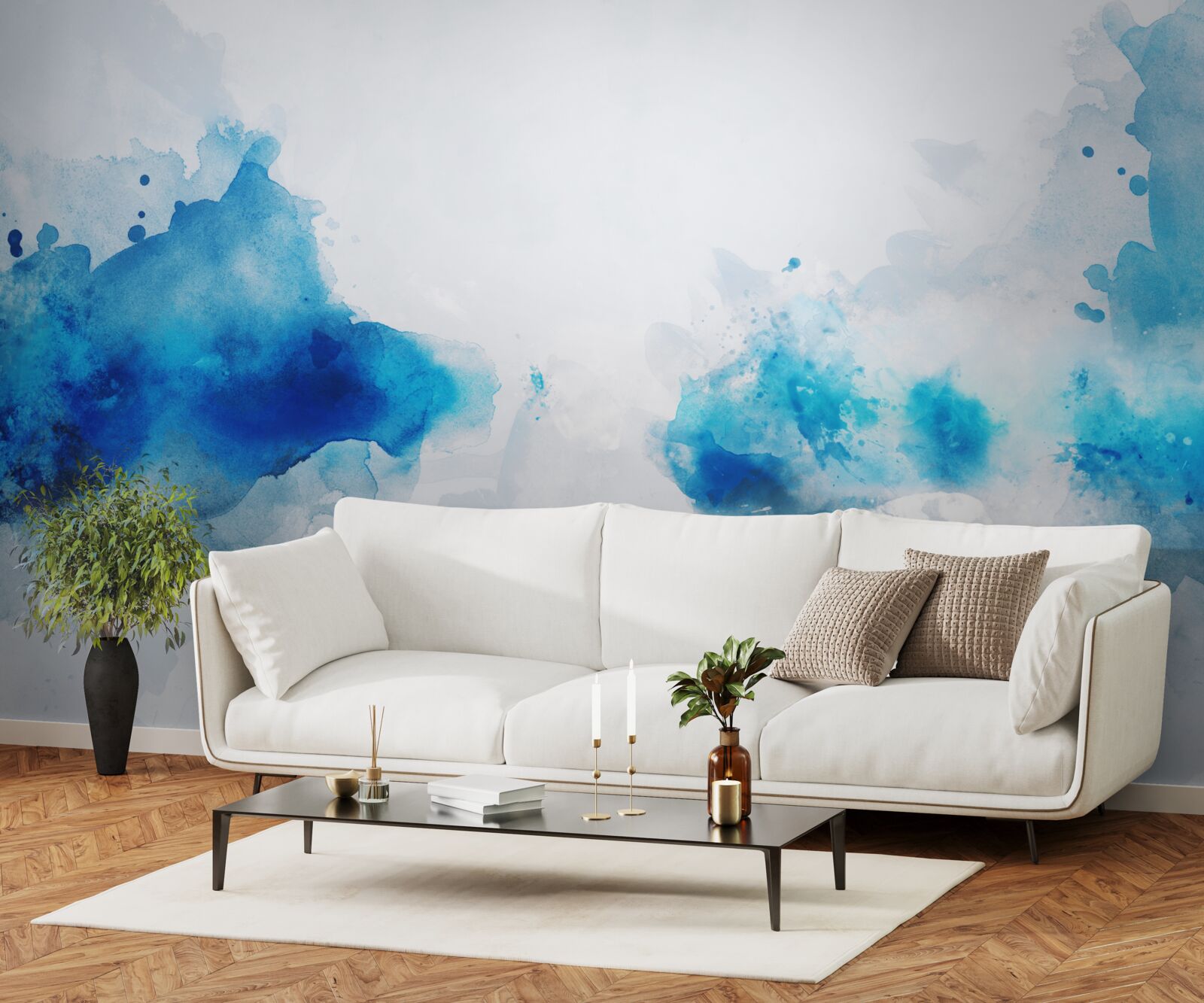 Fototapeta jasná škvrna modrej na svetlom plátne