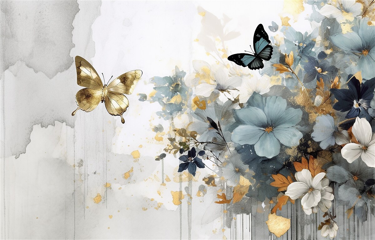 Fototapeta luxusne vyvinuté púčiky a dúhové motýle