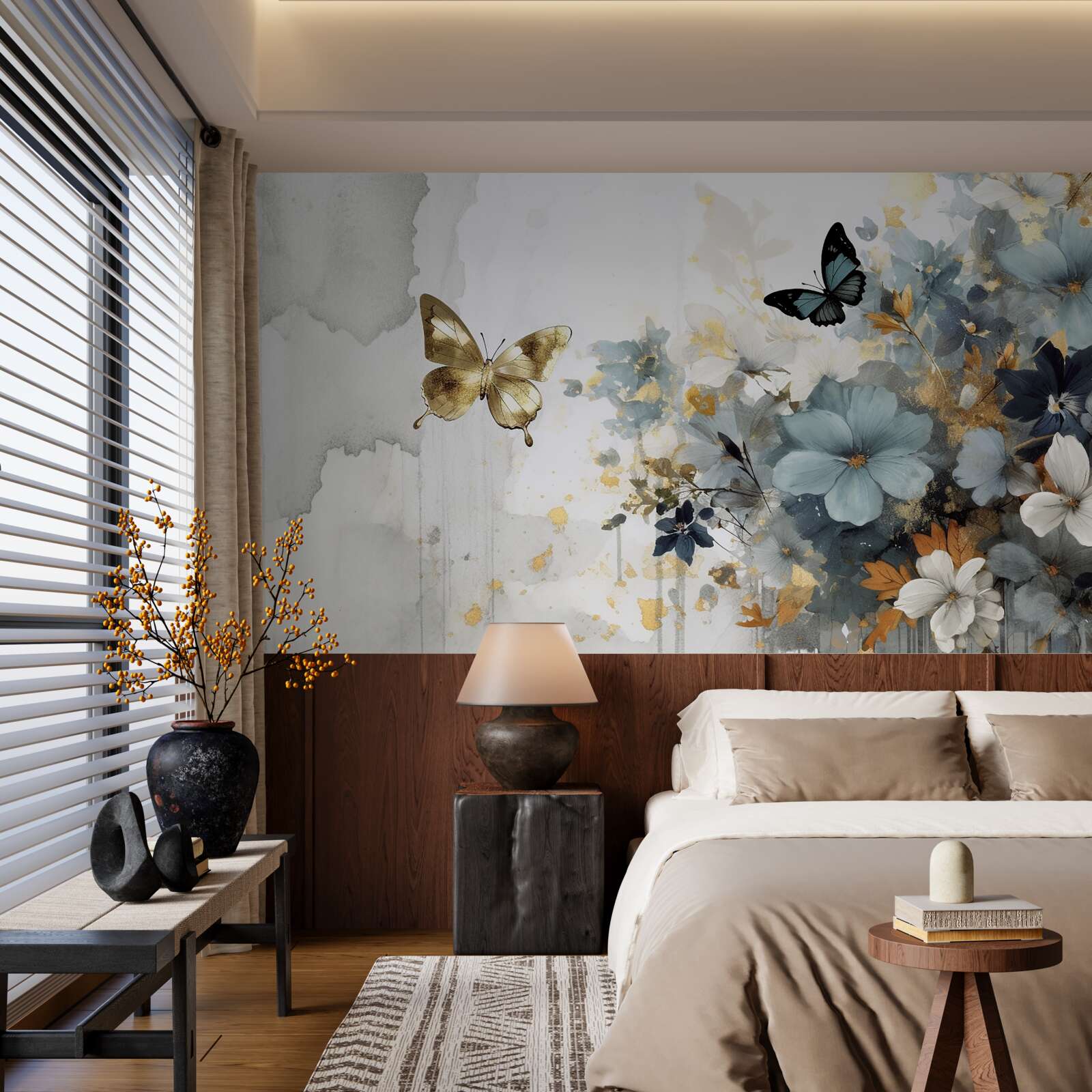 Fototapeta luxusne vyvinuté púčiky a dúhové motýle