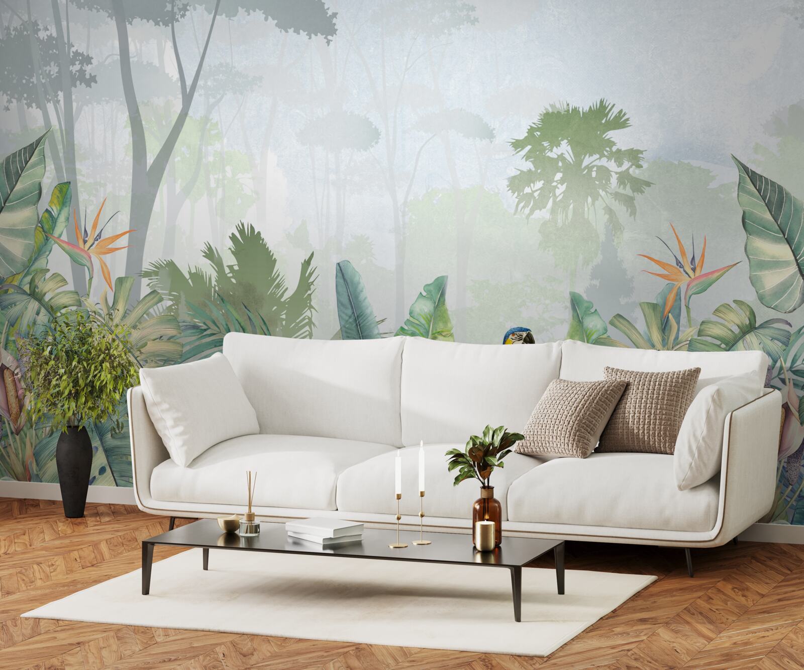 Fototapeta papagáj relaxuje na palmových listoch