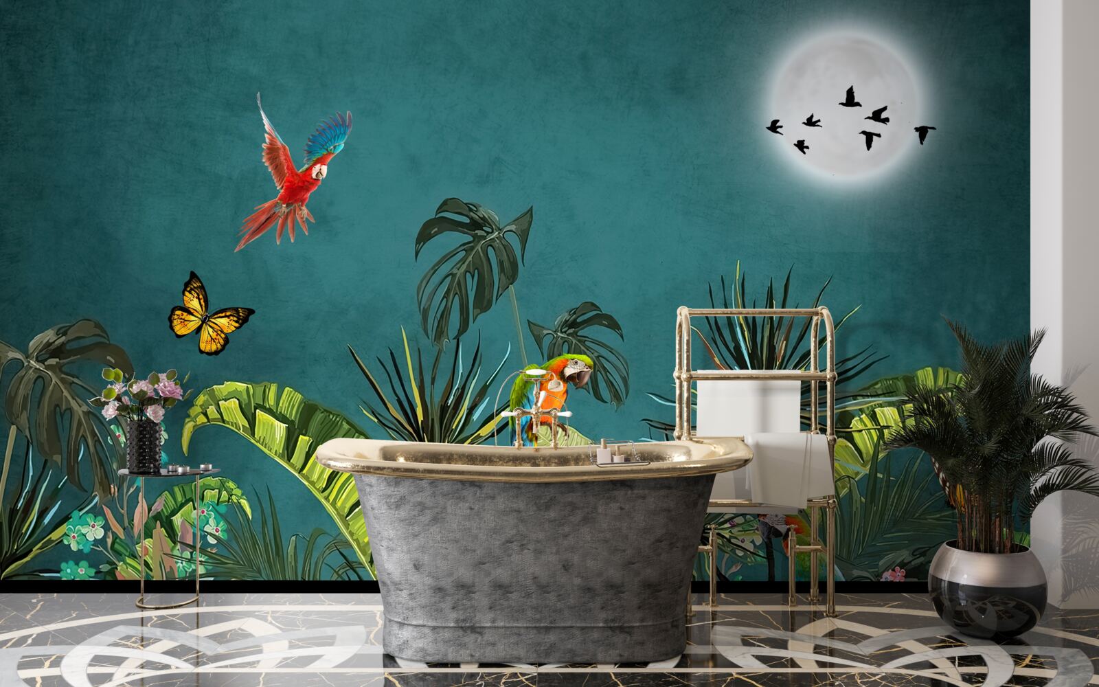 Fototapeta tropický les pod rúškom noci