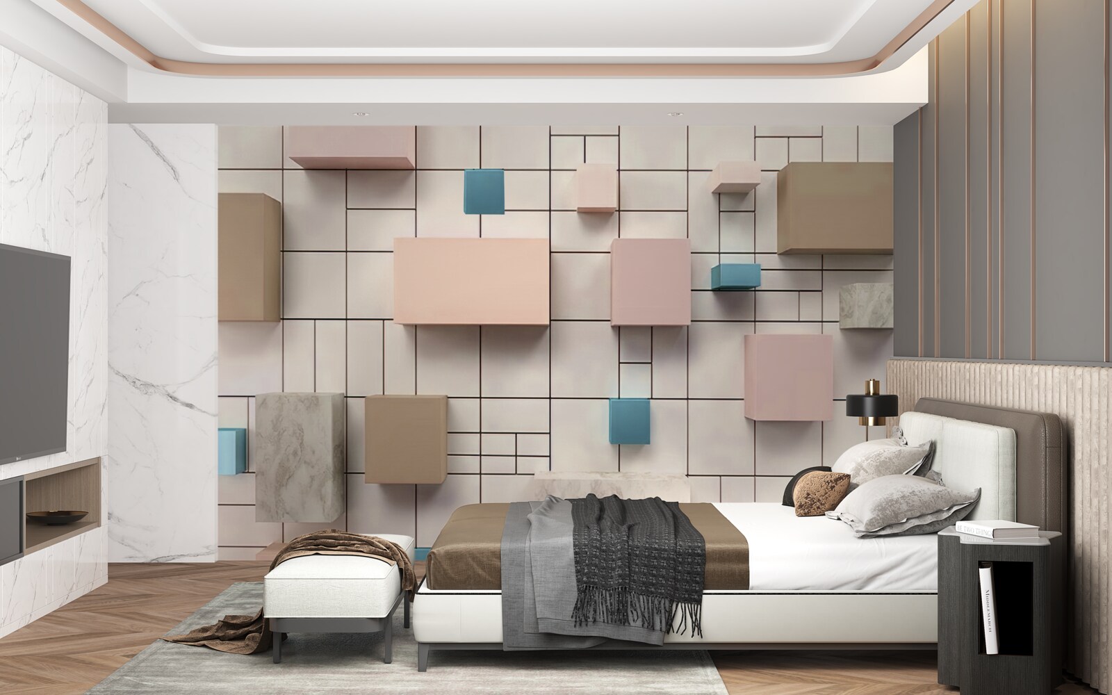 Fototapeta priestranné obdĺžniky vznášajúce sa vo vzduchu