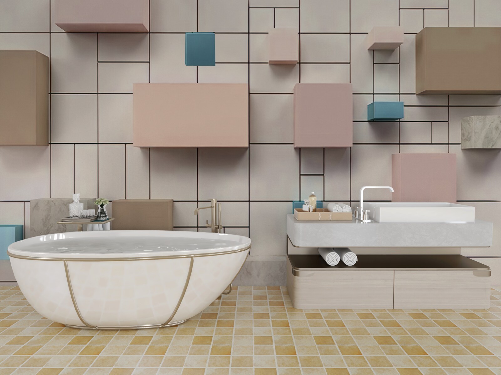 Fototapeta priestranné obdĺžniky vznášajúce sa vo vzduchu