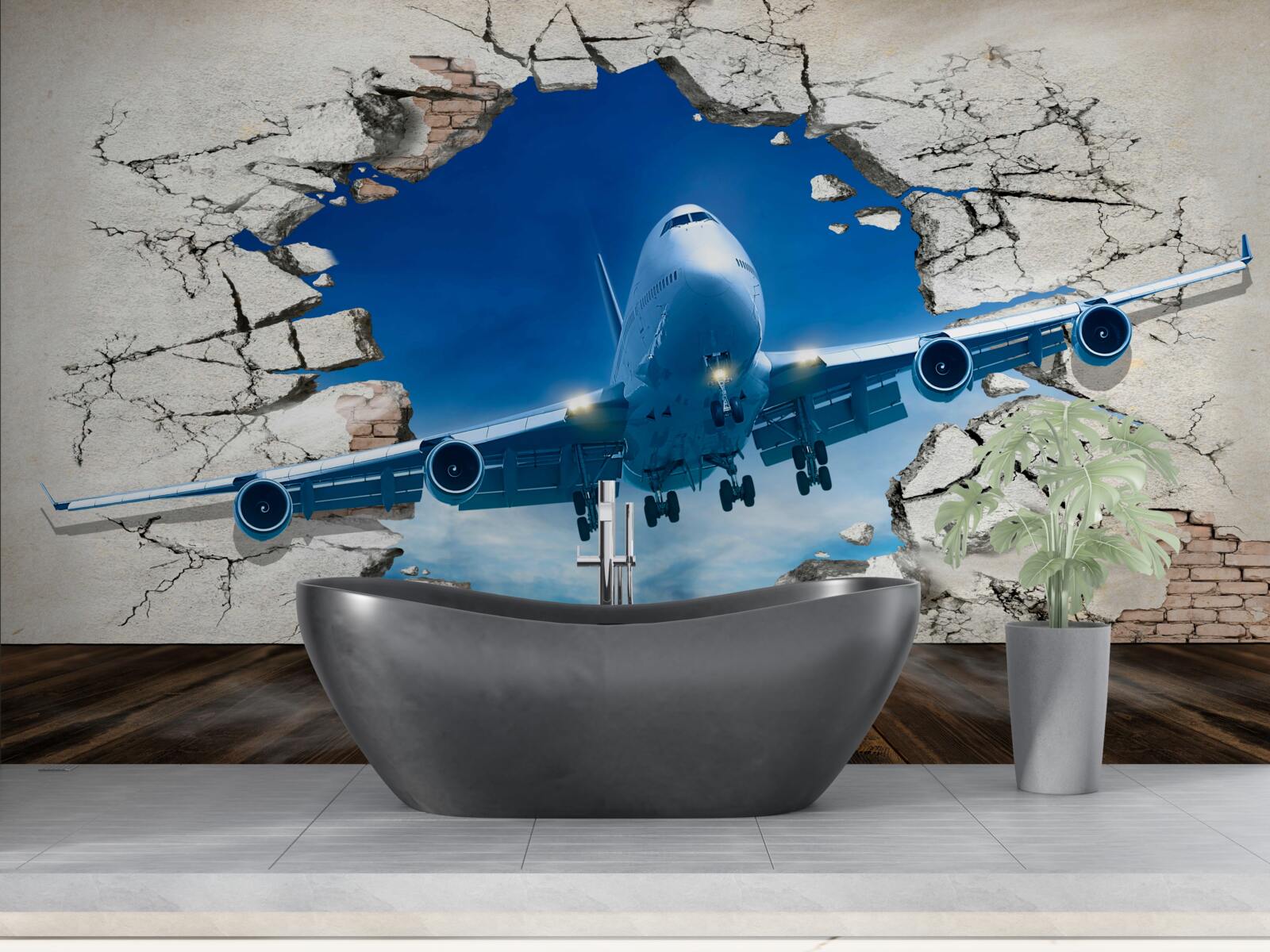 Fototapeta rovina prerážajúca stenu