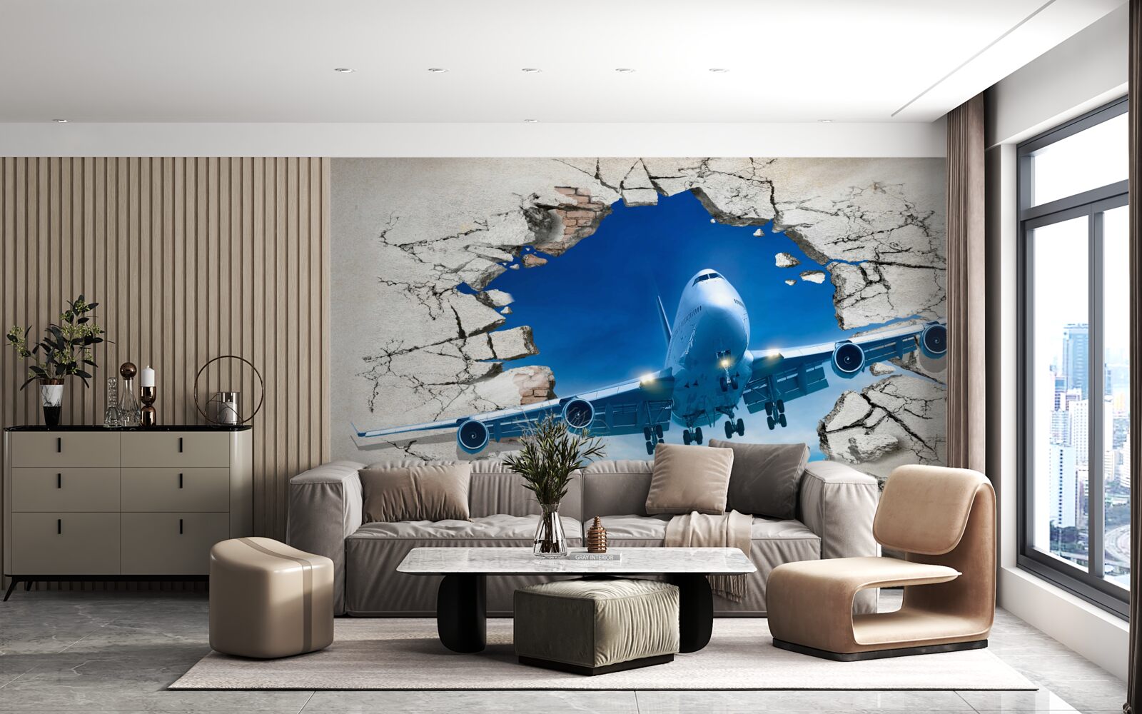 Fototapeta rovina prerážajúca stenu