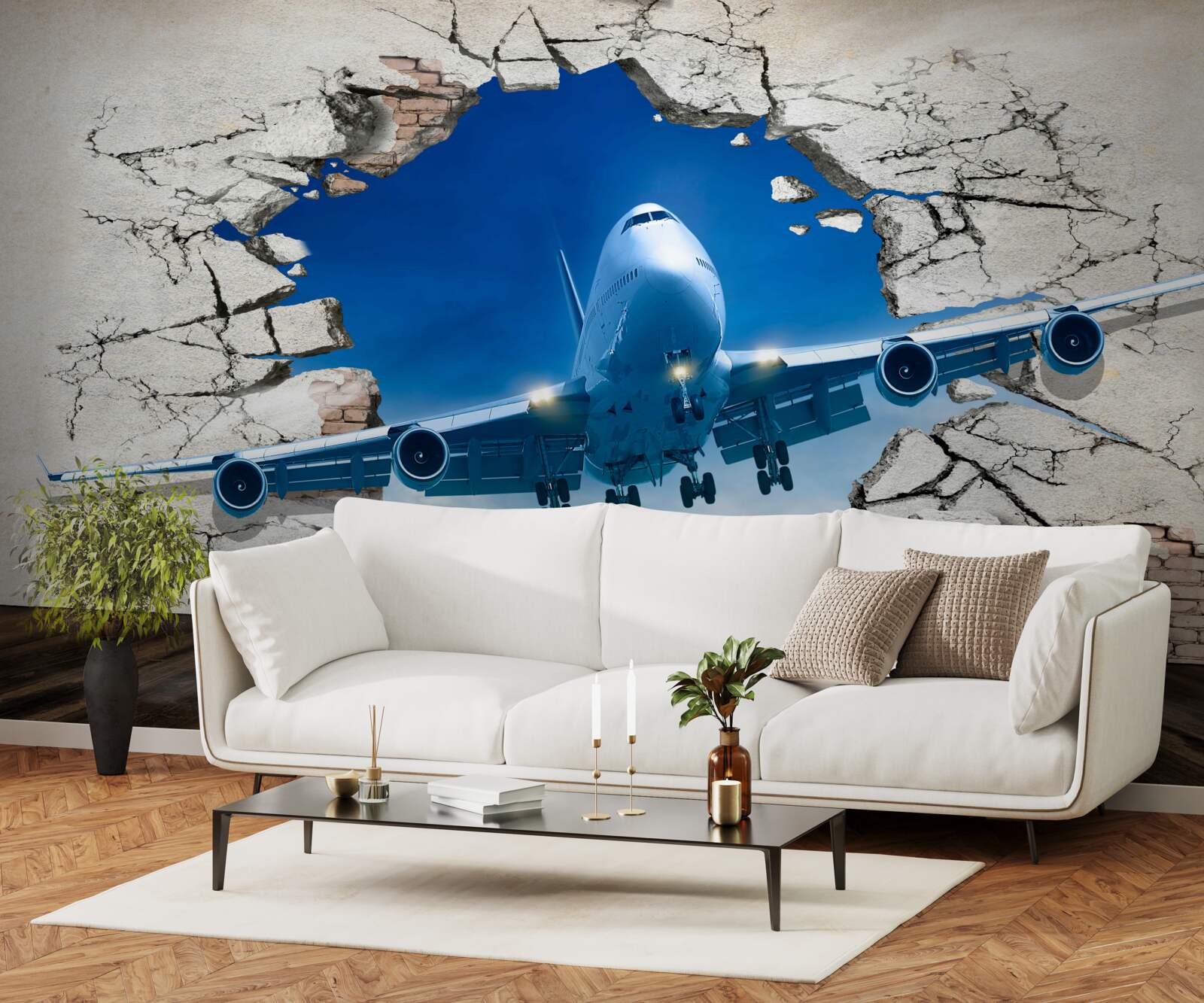 Fototapeta rovina prerážajúca stenu