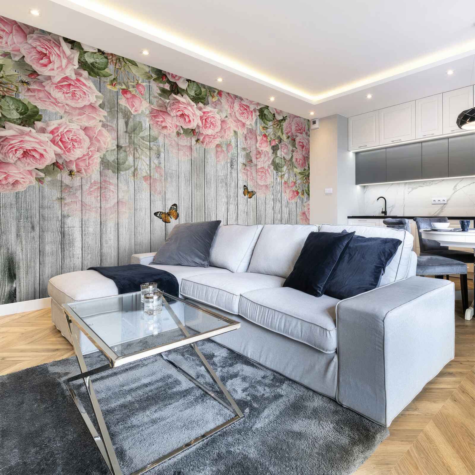 Fototapeta svieže ružové ruže visia