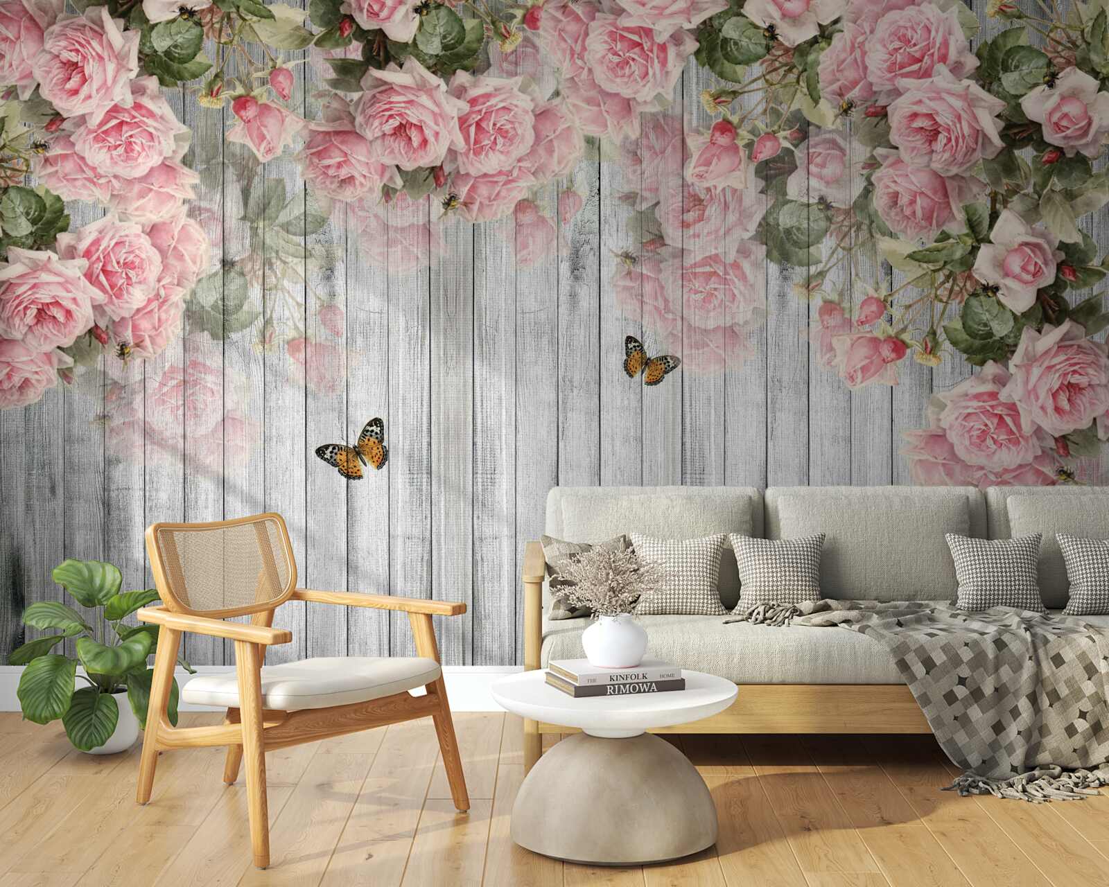 Fototapeta svieže ružové ruže visia