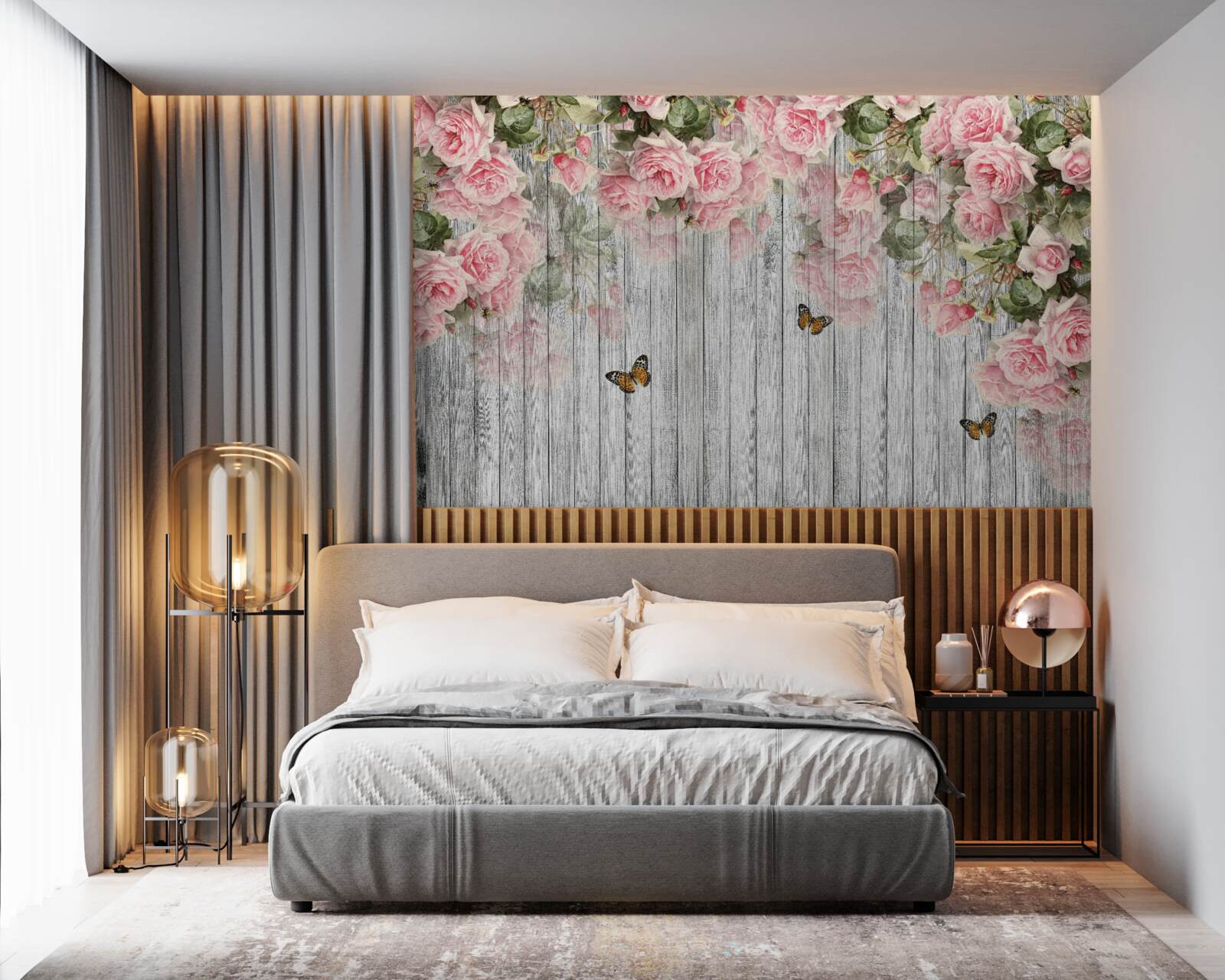 Fototapeta svieže ružové ruže visia