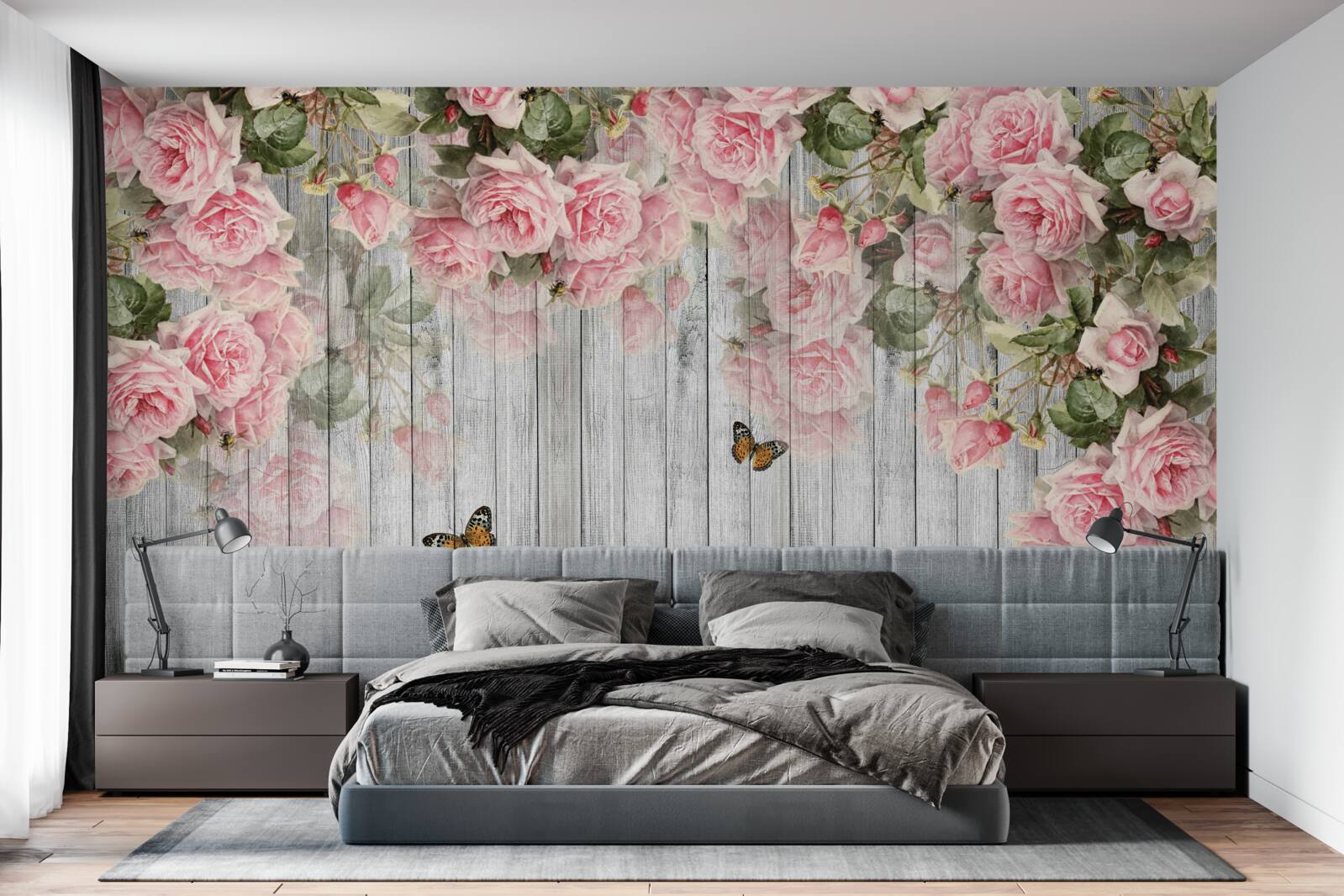 Fototapeta svieže ružové ruže visia