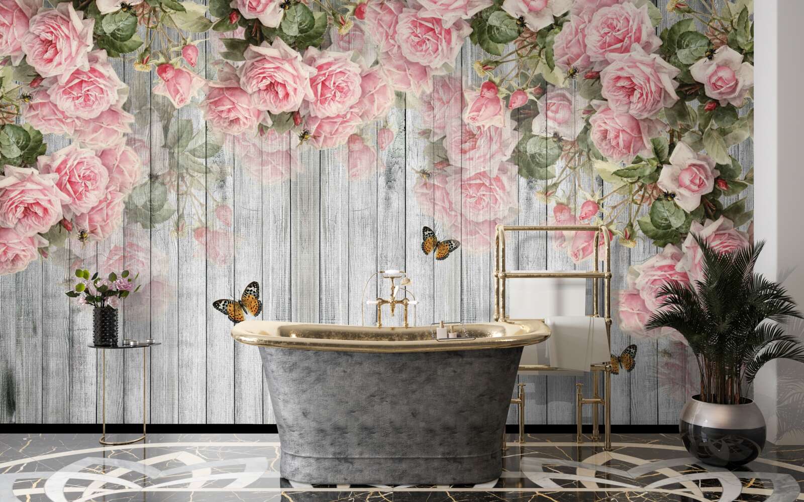 Fototapeta svieže ružové ruže visia