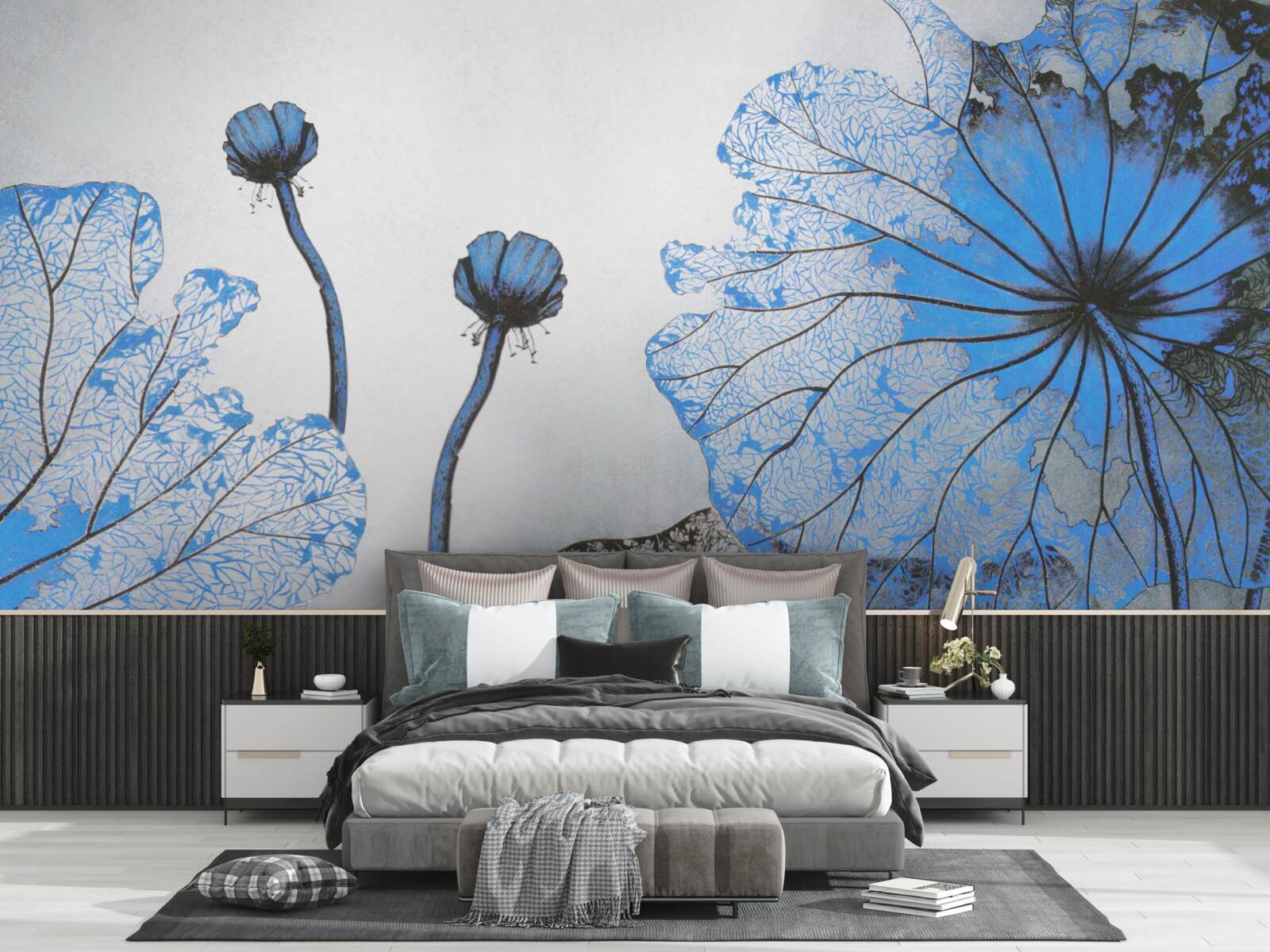 Fototapeta hmlisté maky s modrými púčikmi