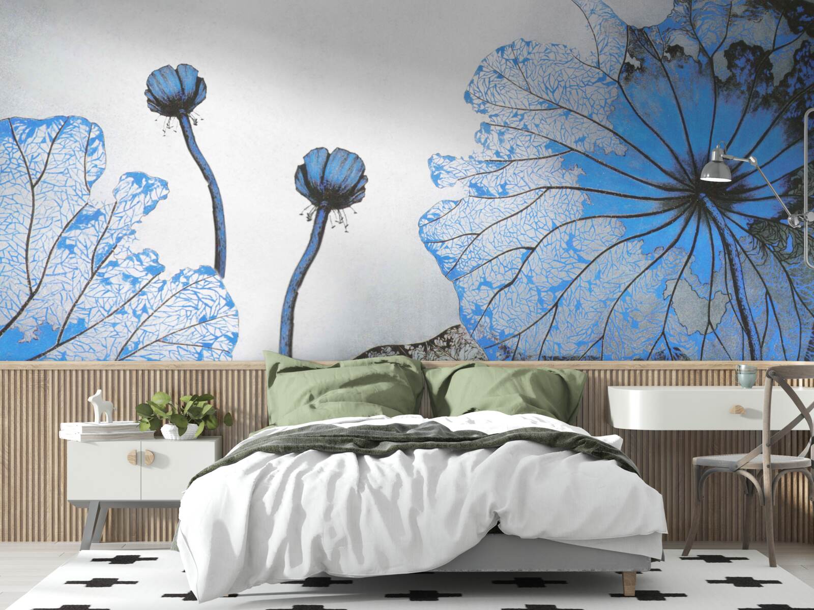 Fototapeta hmlisté maky s modrými púčikmi