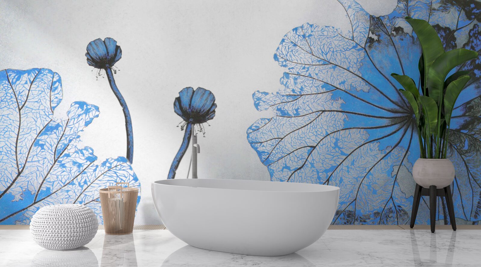 Fototapeta hmlisté maky s modrými púčikmi