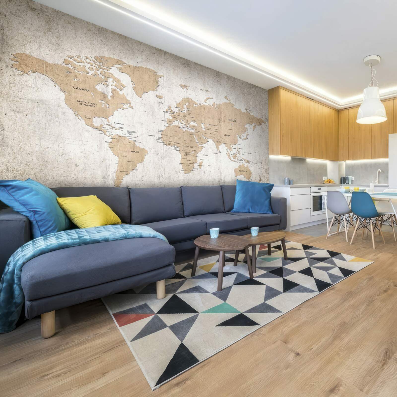 Fototapeta umiernený geografický obraz sveta na stene