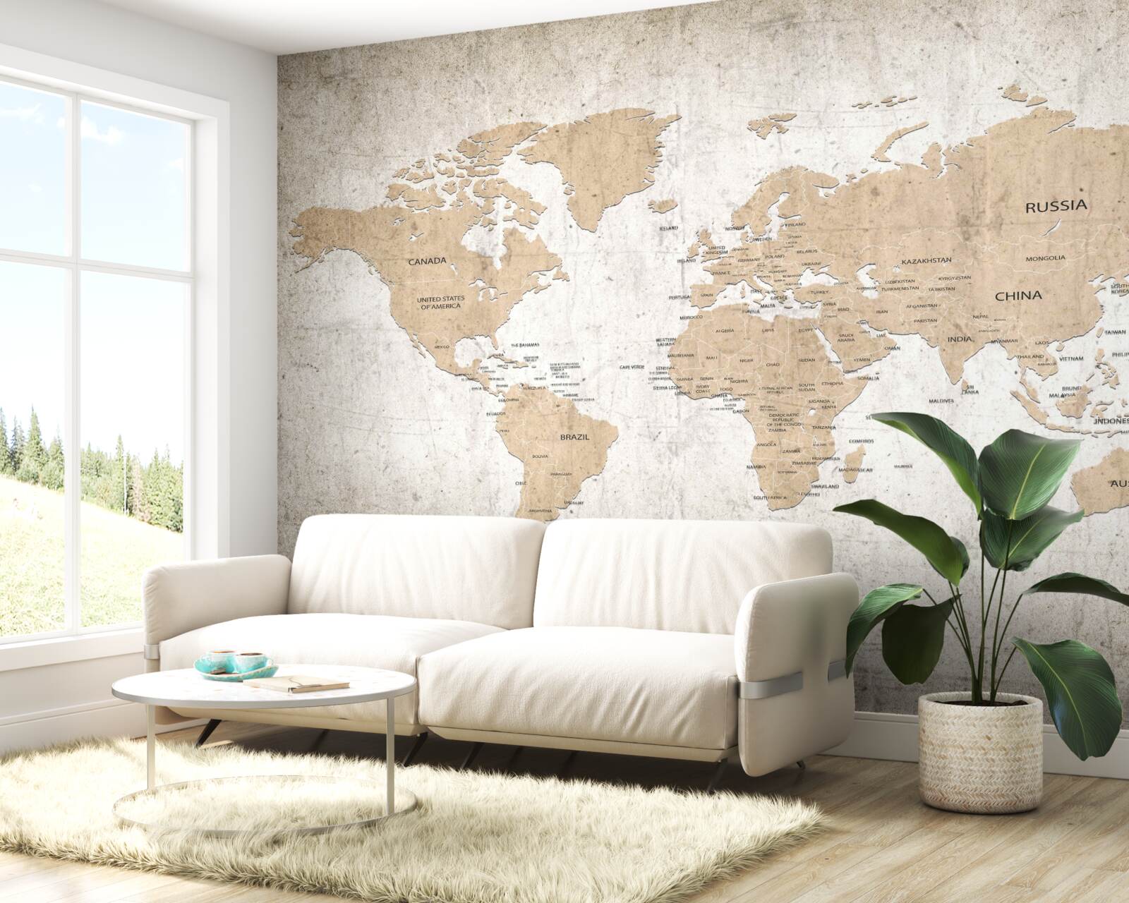 Fototapeta umiernený geografický obraz sveta na stene