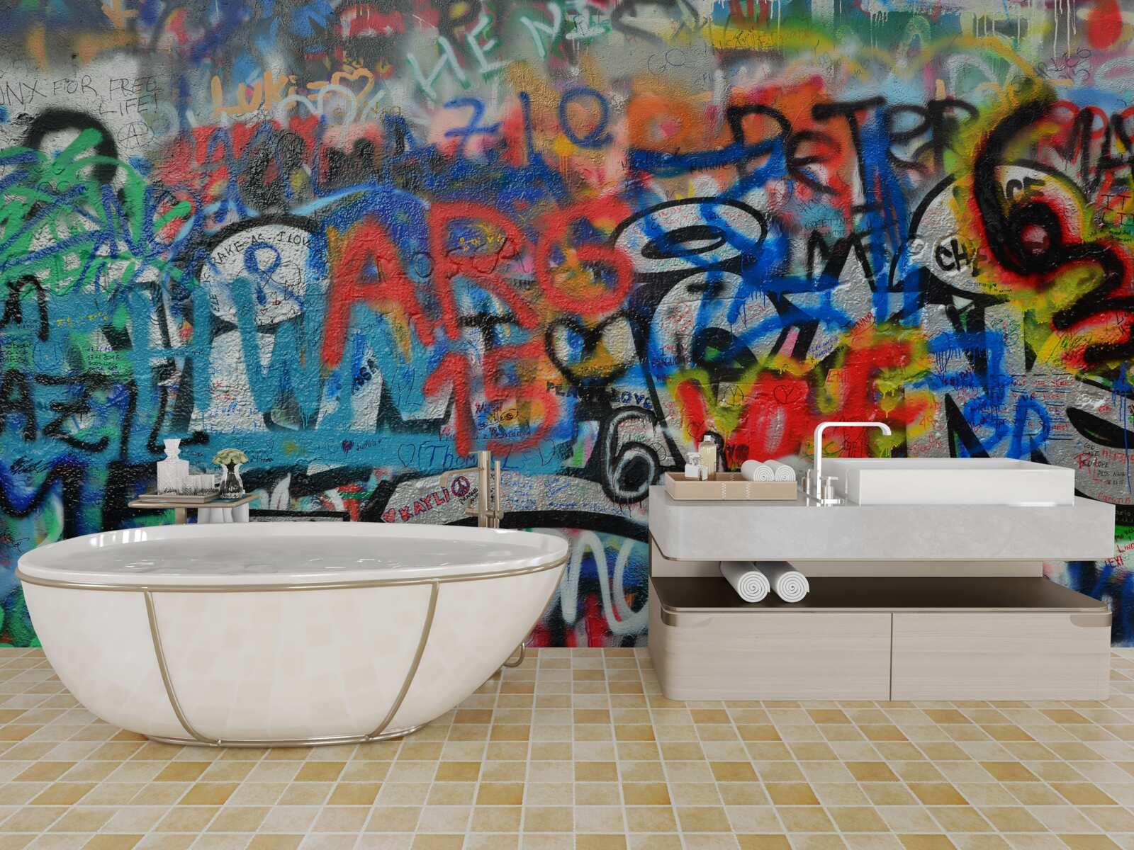 Fototapeta Stena zdobená graffiti