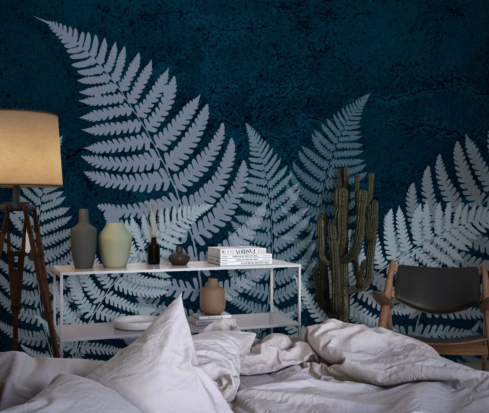 Fototapeta Svietiace listy paprade v pochmúrnej noci