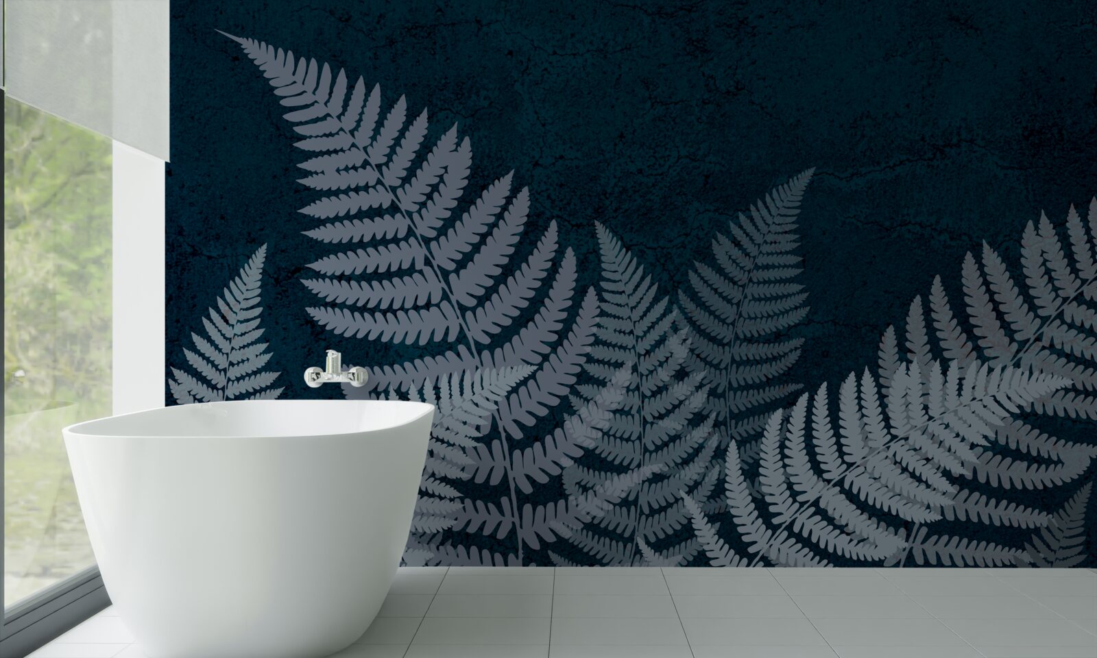 Fototapeta Svietiace listy paprade v pochmúrnej noci