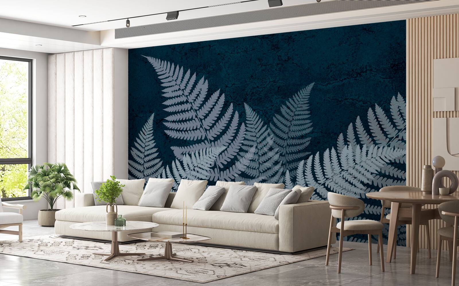 Fototapeta Svietiace listy paprade v pochmúrnej noci